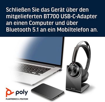 Poly Voyager Focus 2 UC Wireless-Headset (Active Noise Cancelling (ANC), integrierte Steuerung für Anrufe und Musik, A2DP Bluetooth (Advanced Audio Distribution Profile), HFP, HSP, AVRCP Bluetooth (Audio Video Remote Control Profile)