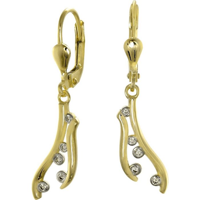GoldDream Paar Ohrhänger GoldDream Ohrhänger Ranke Zirkonia weiß (Ohrhänger) Damen Ohrhänger Ranke aus 333 Gelbgold - 8 Karat Farbe: gold weiß