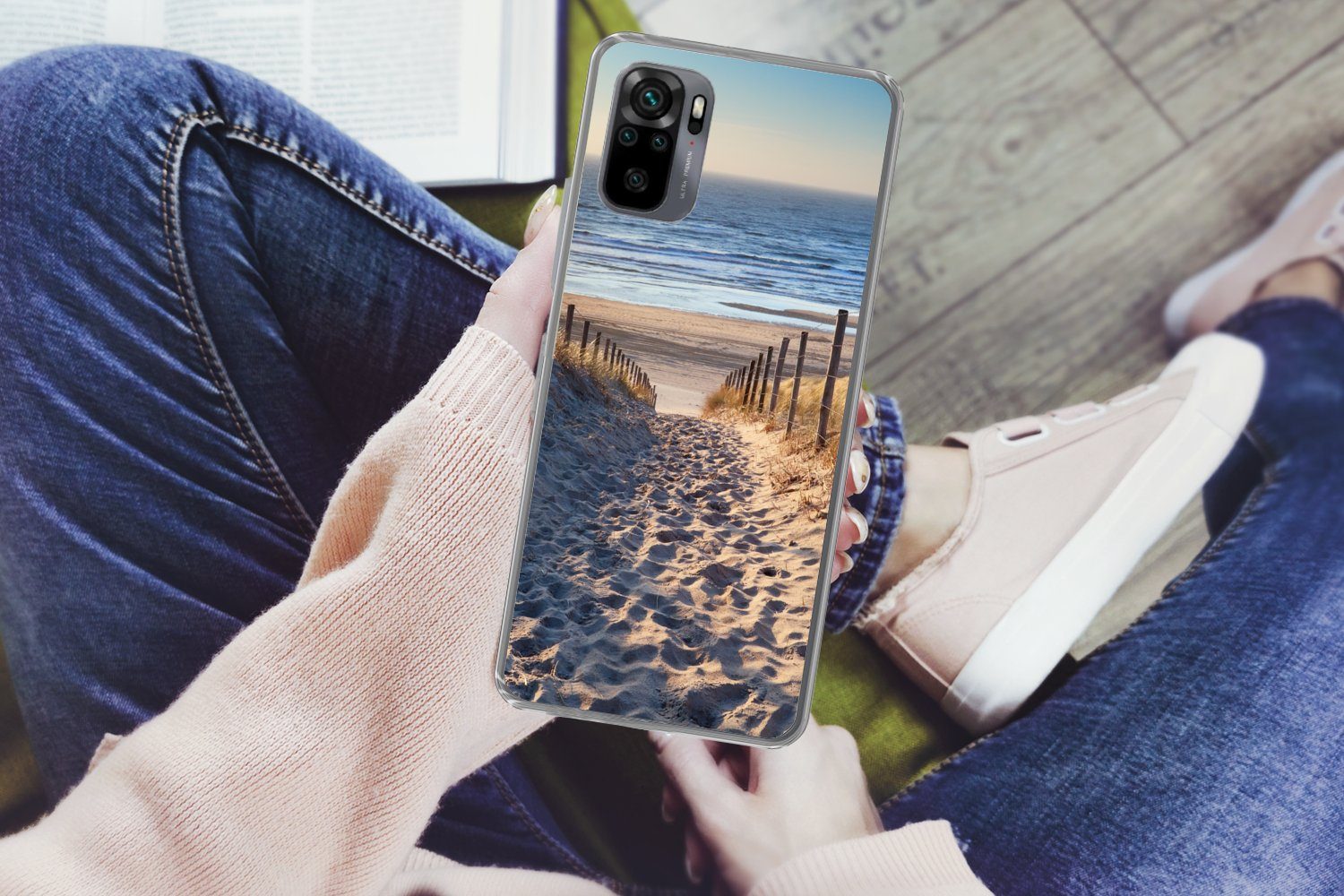 MuchoWow Handyhülle für Xiaomi Redmi Note 10S Strand - Meer - Niederlande - Dünen - Sonne, Phone Case, Silikon, Schutzhülle Dünn