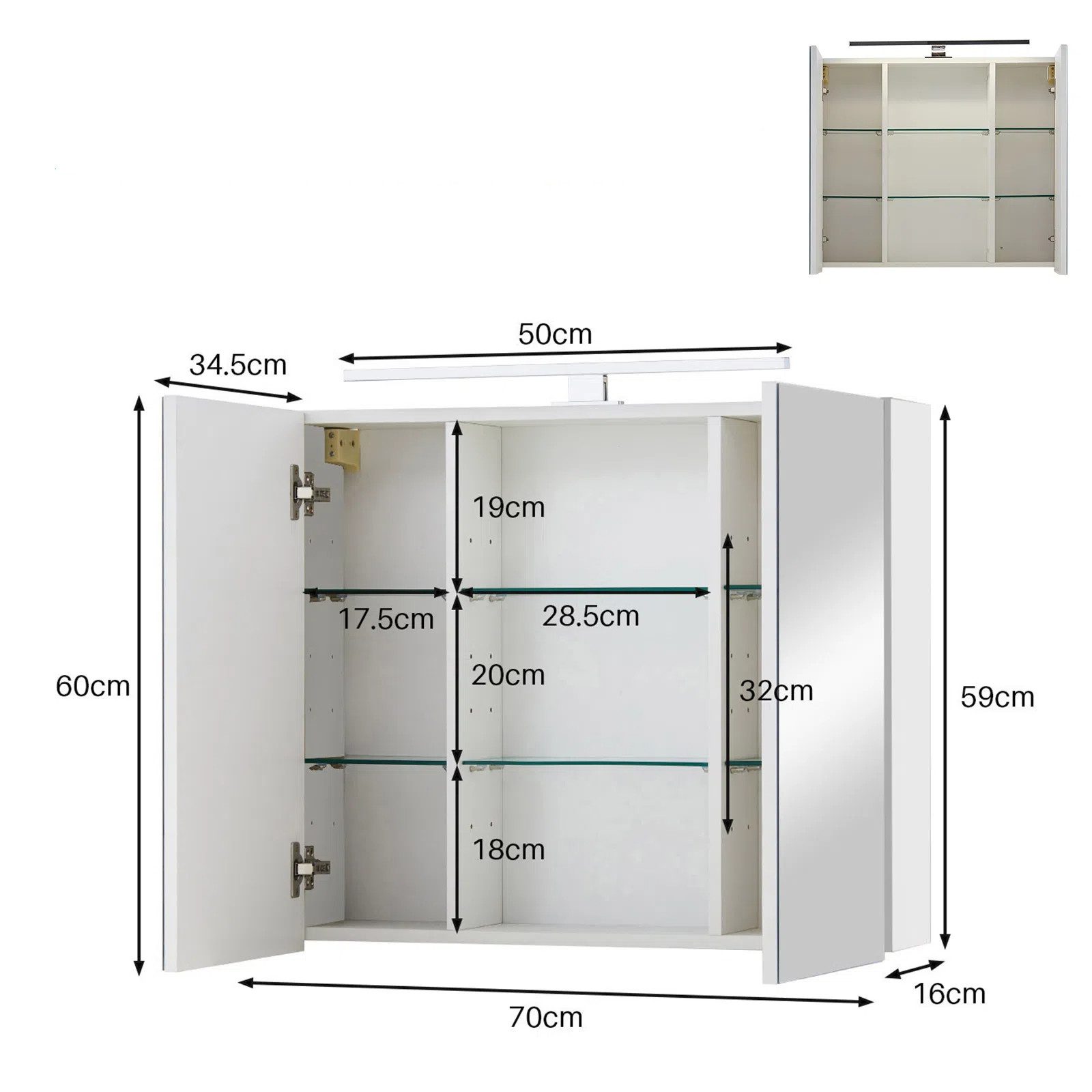 Ofcasa Badezimmerspiegelschrank 70x16x60cm Spiegelschrank (1er Set) günstig online kaufen