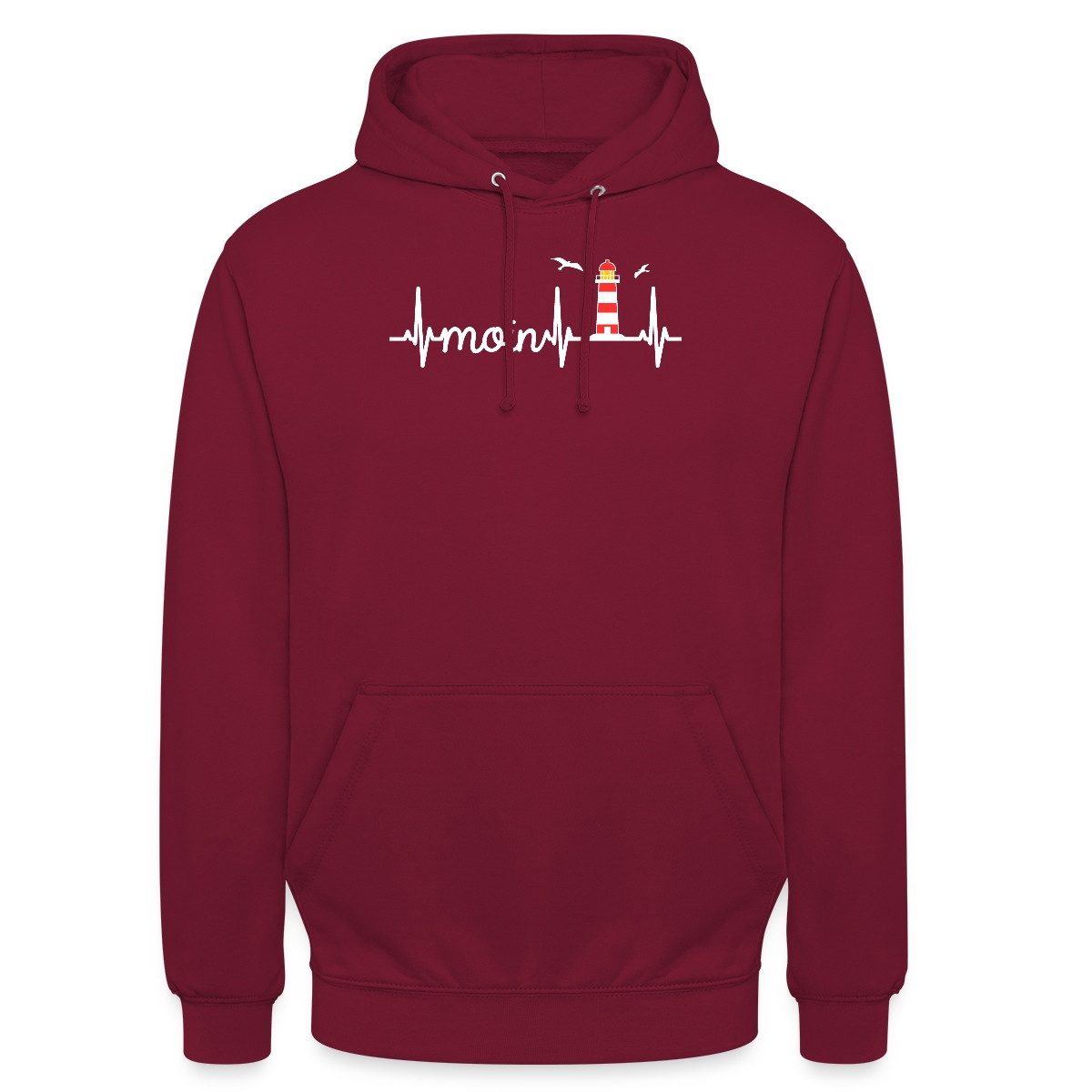 Hoodie Moin EKG Herzschlag Leuchtturm Möwe Unisex Hoodie