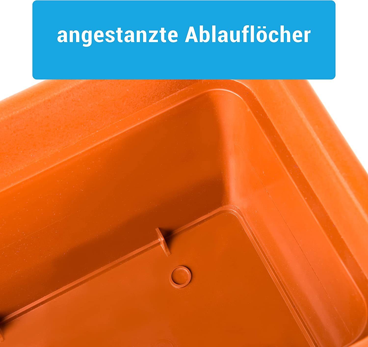Centi Blumenkasten Balkonkasten Balkon eckig mit Untersetzer Terracotta (Spar Set, 3 St., 60 cm), Blumenkästen Fensterbank außen, hochwertiger Kunststoff, Made in EU