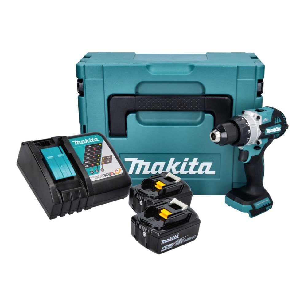 Thumbnail - Makita Schlagbohrmaschine DHP 486 RGJ Akku Schlagbohrschrauber 18 V 130 Nm Brushless + 2x Akku