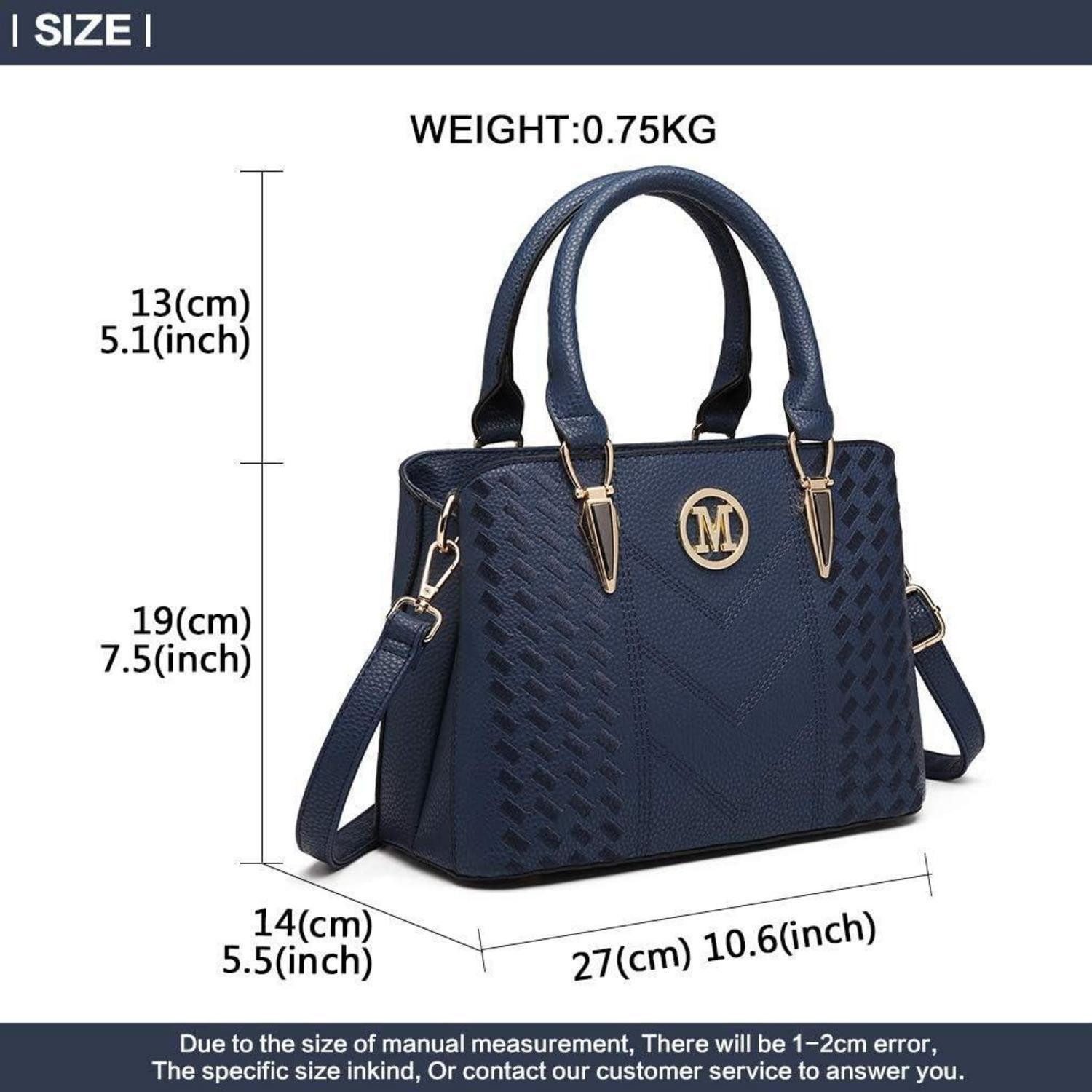 LuxusKollektion Handtasche Damen Handtasche Mittelgroß Blau Lychee Muster Strick Prozess – Bild 3 von 5