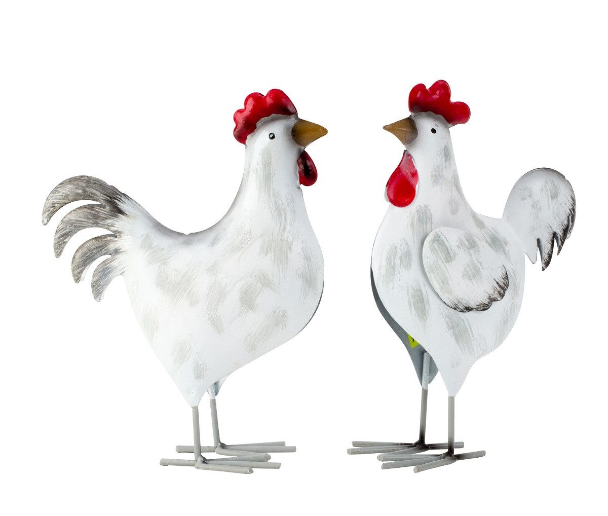 Geschenkestadl Tierfigur 2 Stück Metall Hahn und Huhn