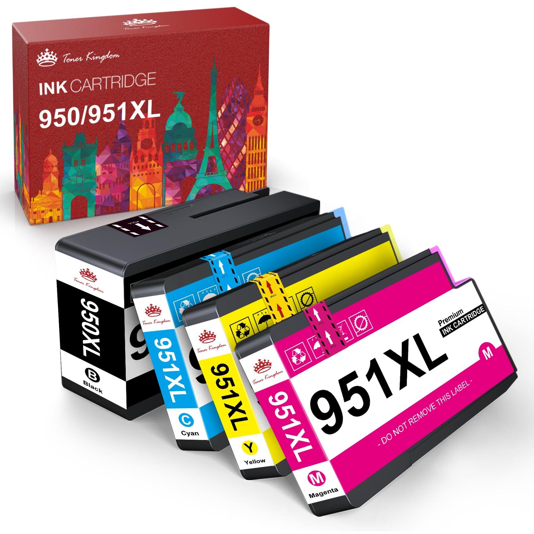 Toner Kingdom für HP 950XL (4-tlg) Officejet 8600 251dw 951XL Pro 8110 Tintenpatrone