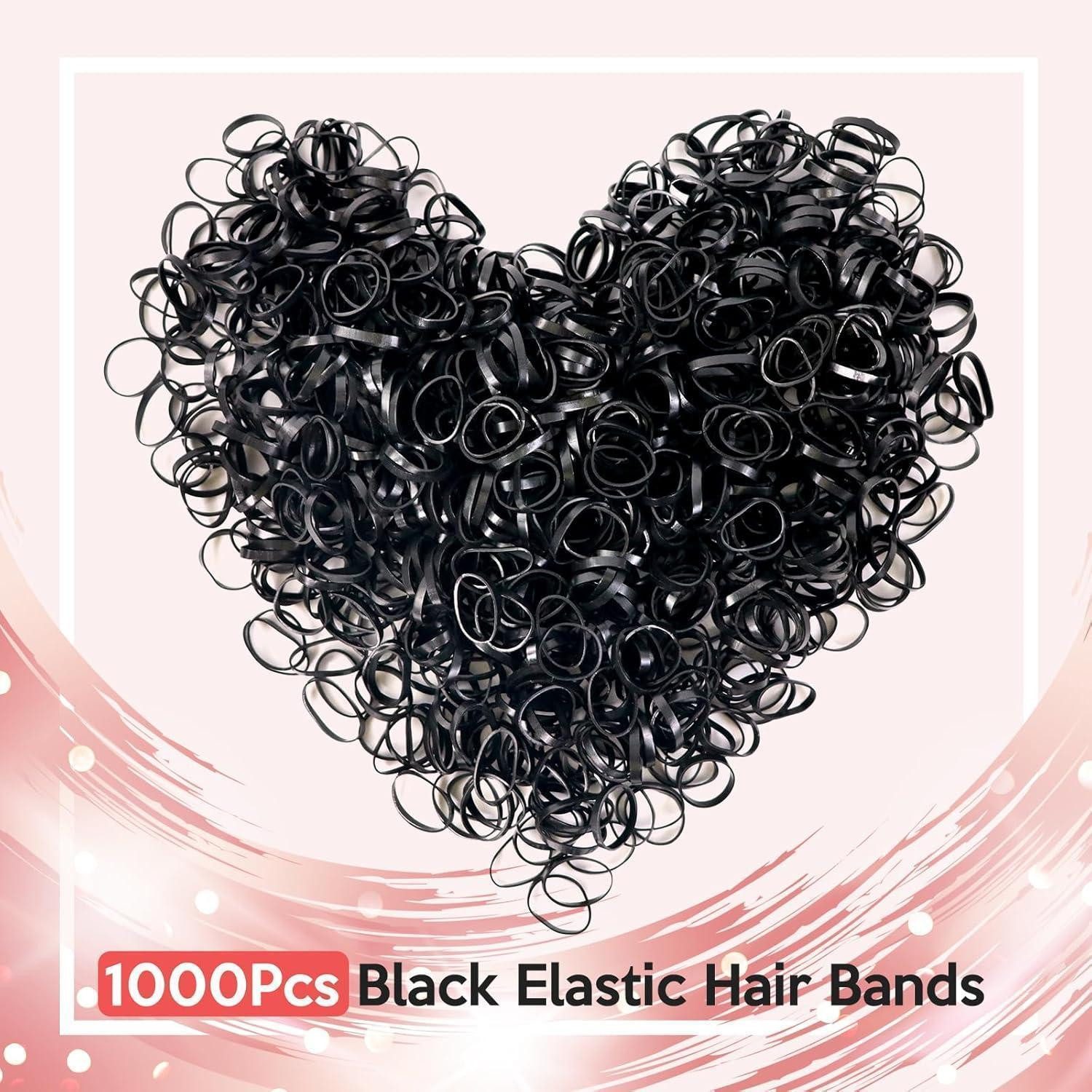 LuxusKollektion Haargummi 1000 Mini Haargummis Schwarz Dünne Gummi Haarbänder