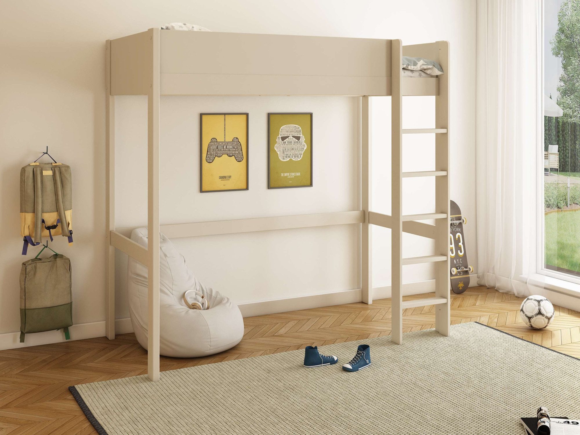 OTTO home Hochbett Tipo – FSC®-zertifiziertes Massivholz mit viel Freiraum darunter (B/H/T 207,7x190x105cm) Flexible Leiter-Montage, Rundum-Schutz und optimale Raumnutzung