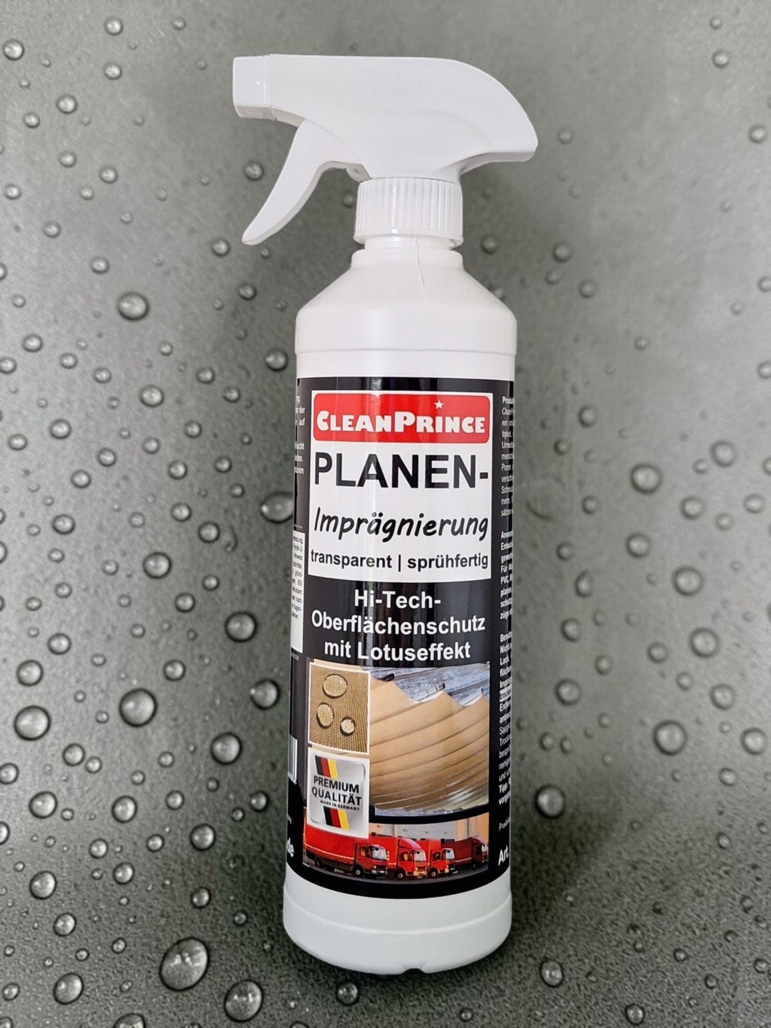 CleanPrince Planen-Imprägnierung für PE, PVC, Mischgewebe Imprägnierspray, Schutzschild gegen Feuchtigkeit