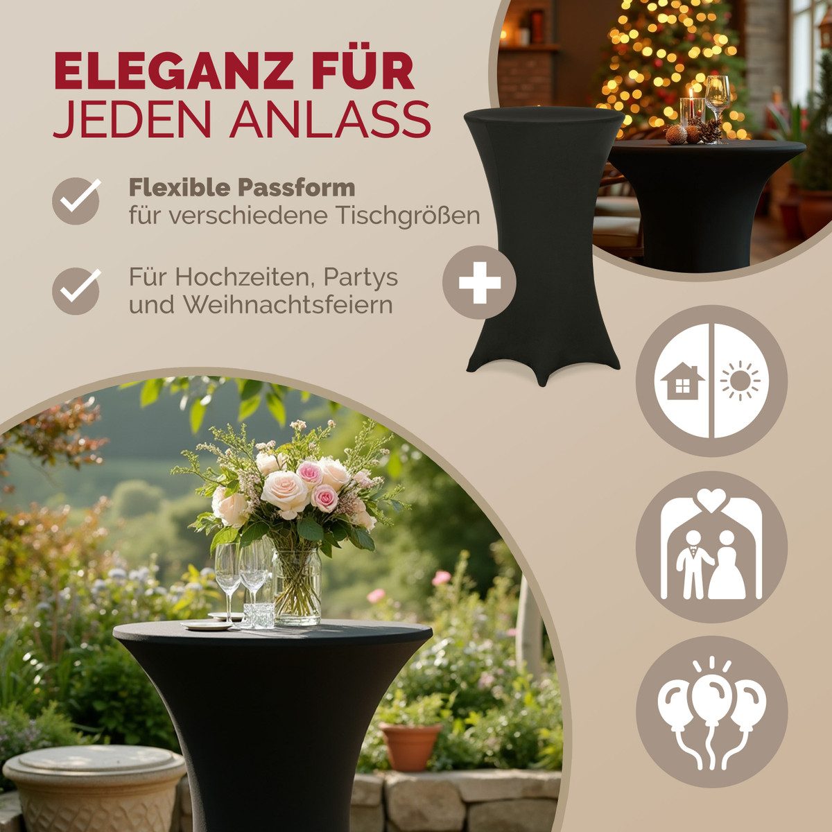 Detex Stehtischhusse, Flexibel Passform, 30° waschbar, günstig online kaufen
