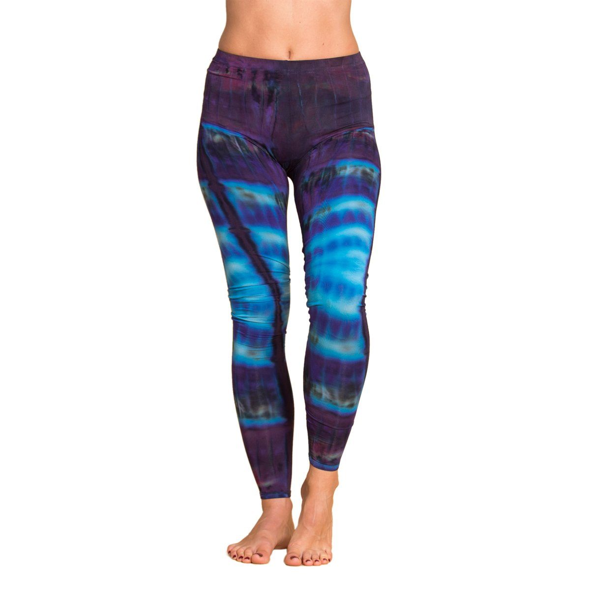 PANASIAM Leggings Unikat Batik Leggings 'Zebra' aus natürlicher Viskose Goa Hose im Batik Look Yogaleggings Sporthose Sportleggings lange Leggings Legging N007 Lila-line