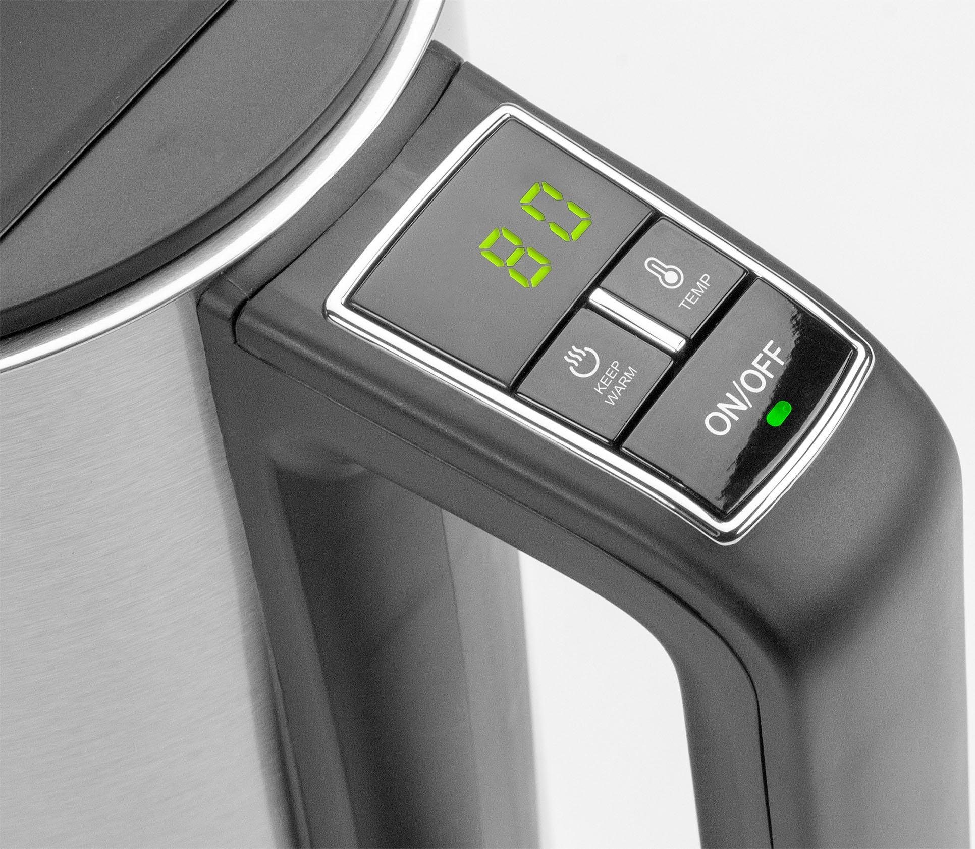 Gastroback Wasserkocher 42436, 1,5 l, 2200 W, Gradgenaue Anzeige der Wassertemperatur, Warmhaltefunktion (30min)