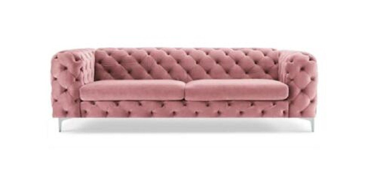 JVmoebel Chesterfield-Sofa Textil Modernes Rosa Neu, Made Design in Luxus Dreisitzer Chesterfield Europe