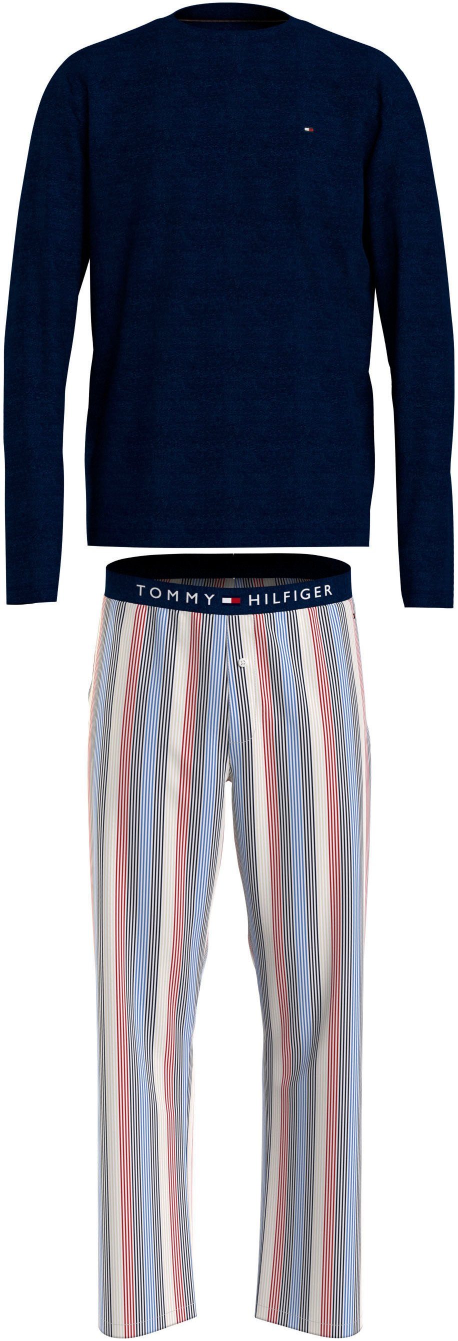 WOVEN LS Pyjama Hilfiger PRINT 2 tlg., Underwear PANT SET mit Logobund 2er) (Set, Tommy