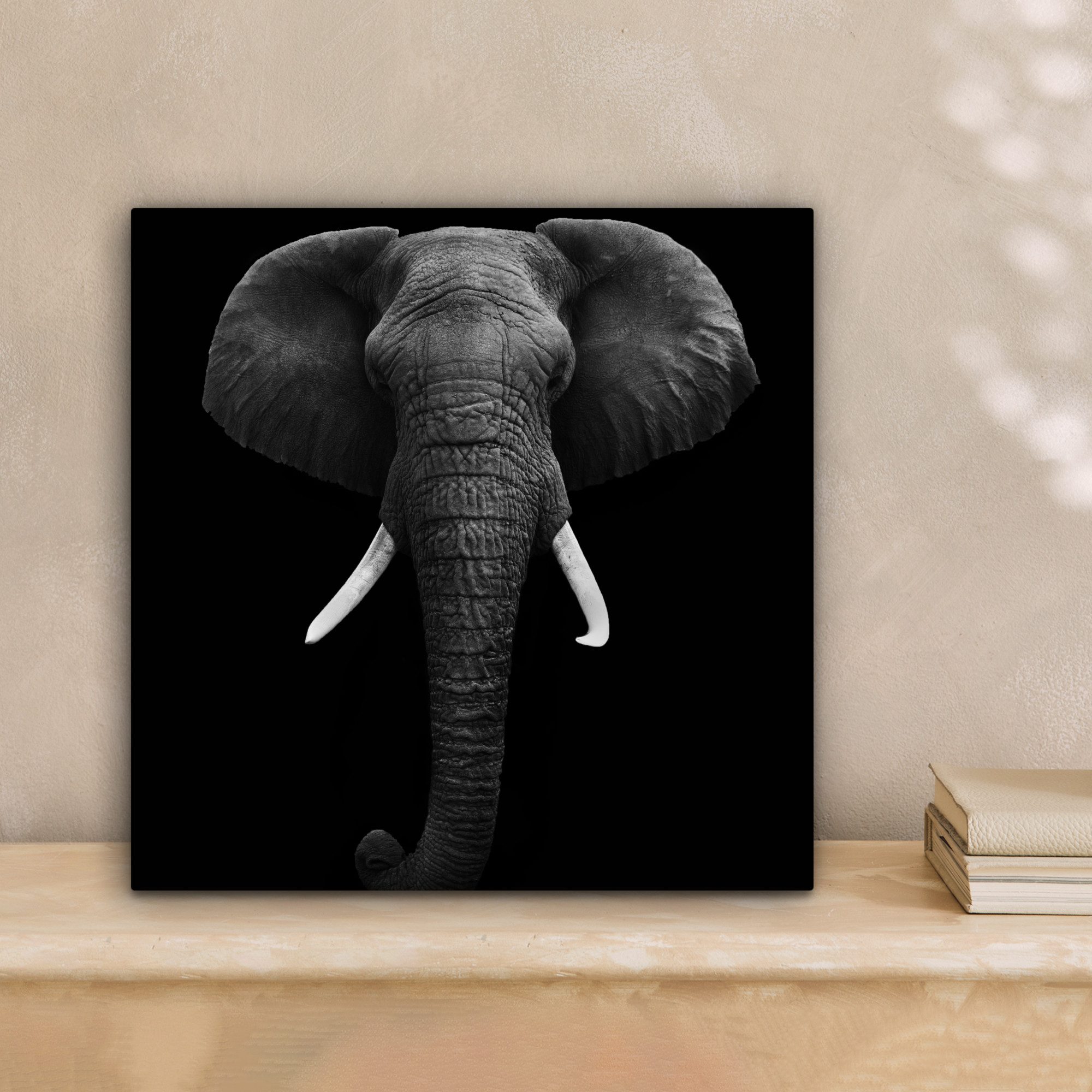 OneMillionCanvasses® Leinwandbild Elefant - Wildtiere - Schwarz - Weiß - Po günstig online kaufen