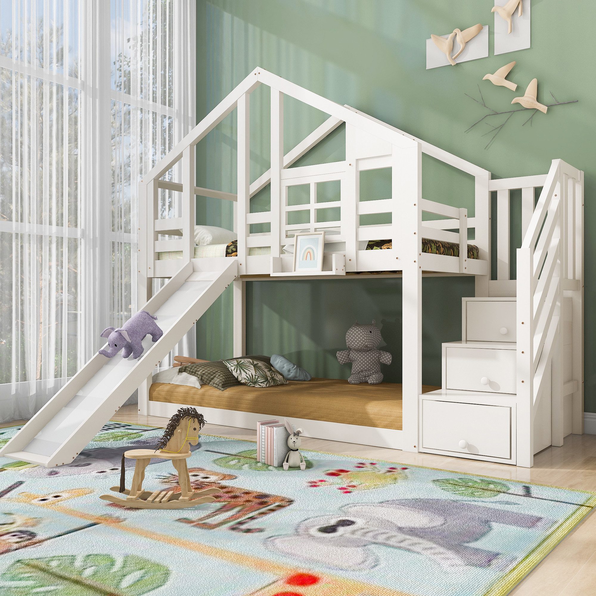HAUSS SPOLE Etagenbett 90 x 200 cm Baumhaus mit Schublade und Rausfallschut günstig online kaufen