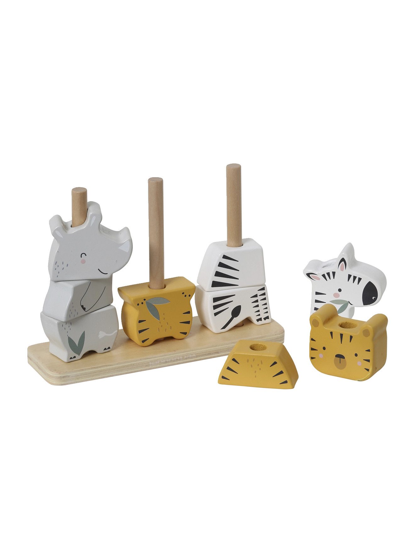 vertbaudet Lernspielzeug Baby Stapel-Spielzeug, Dschungeltiere, Holz günstig online kaufen