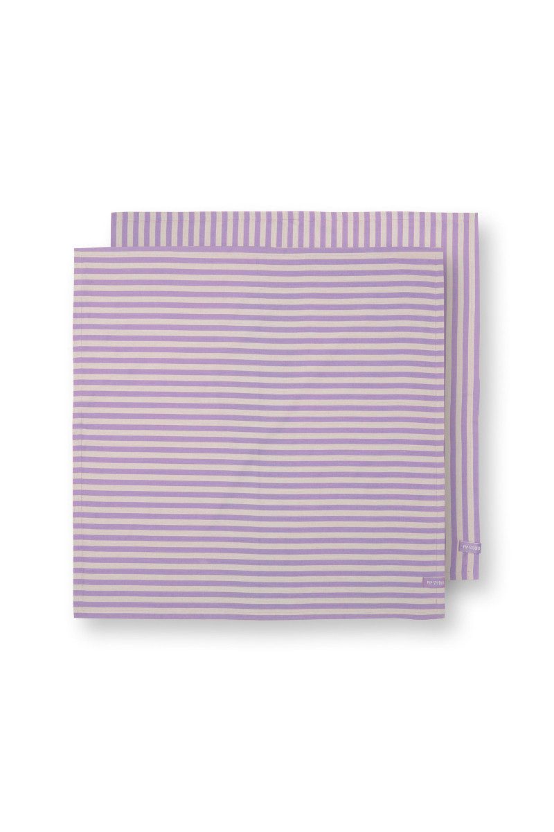 PiP Studio Geschirrtuch Lily&Lotus Geschirrtuch Stripes lila 65x65cm 2 Stück