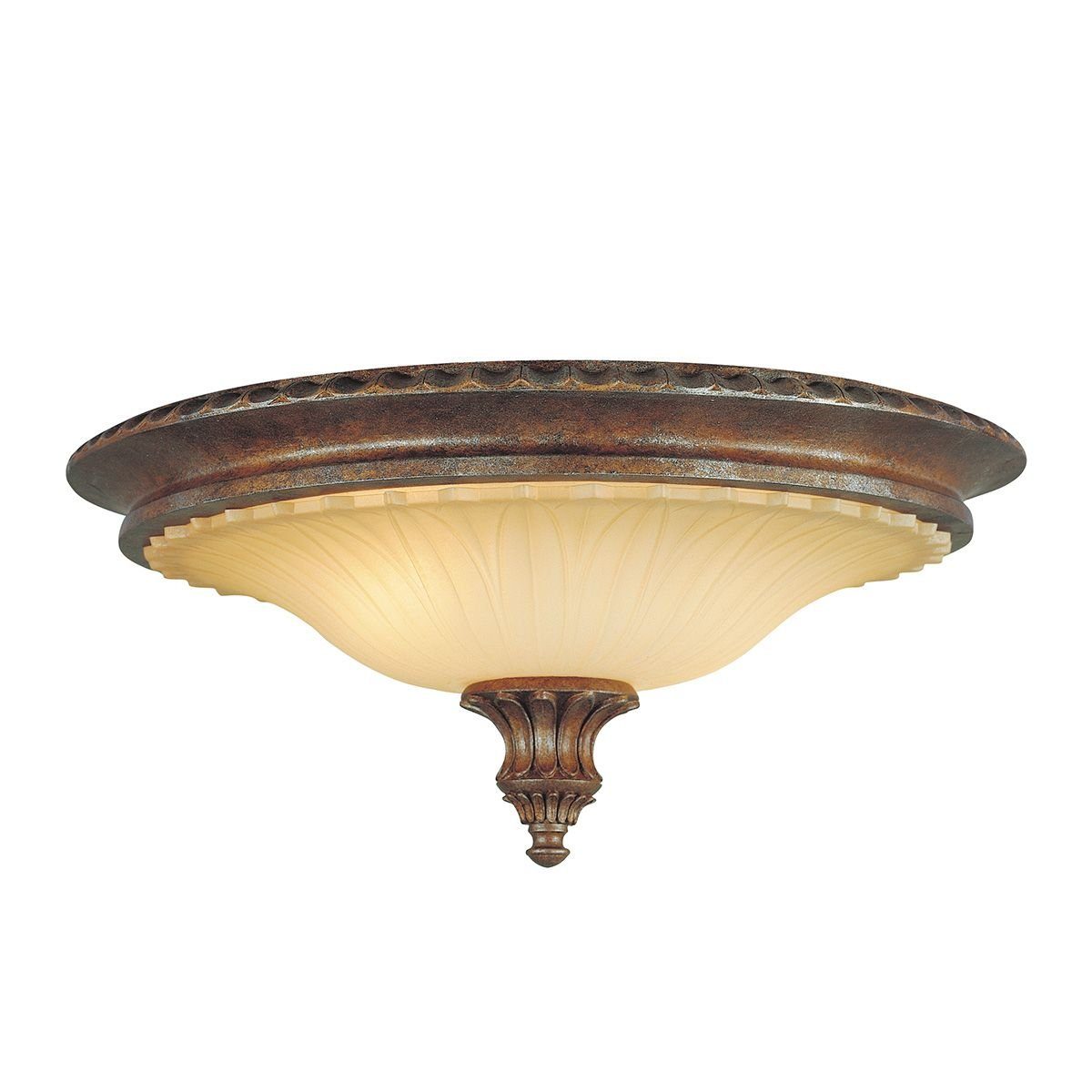 Licht-Erlebnisse Deckenleuchte SERNOY, ohne Leuchtmittel, Deckenlampe Glas Metall Ø 44,5 cm E27 in Bronze Creme Rustikal