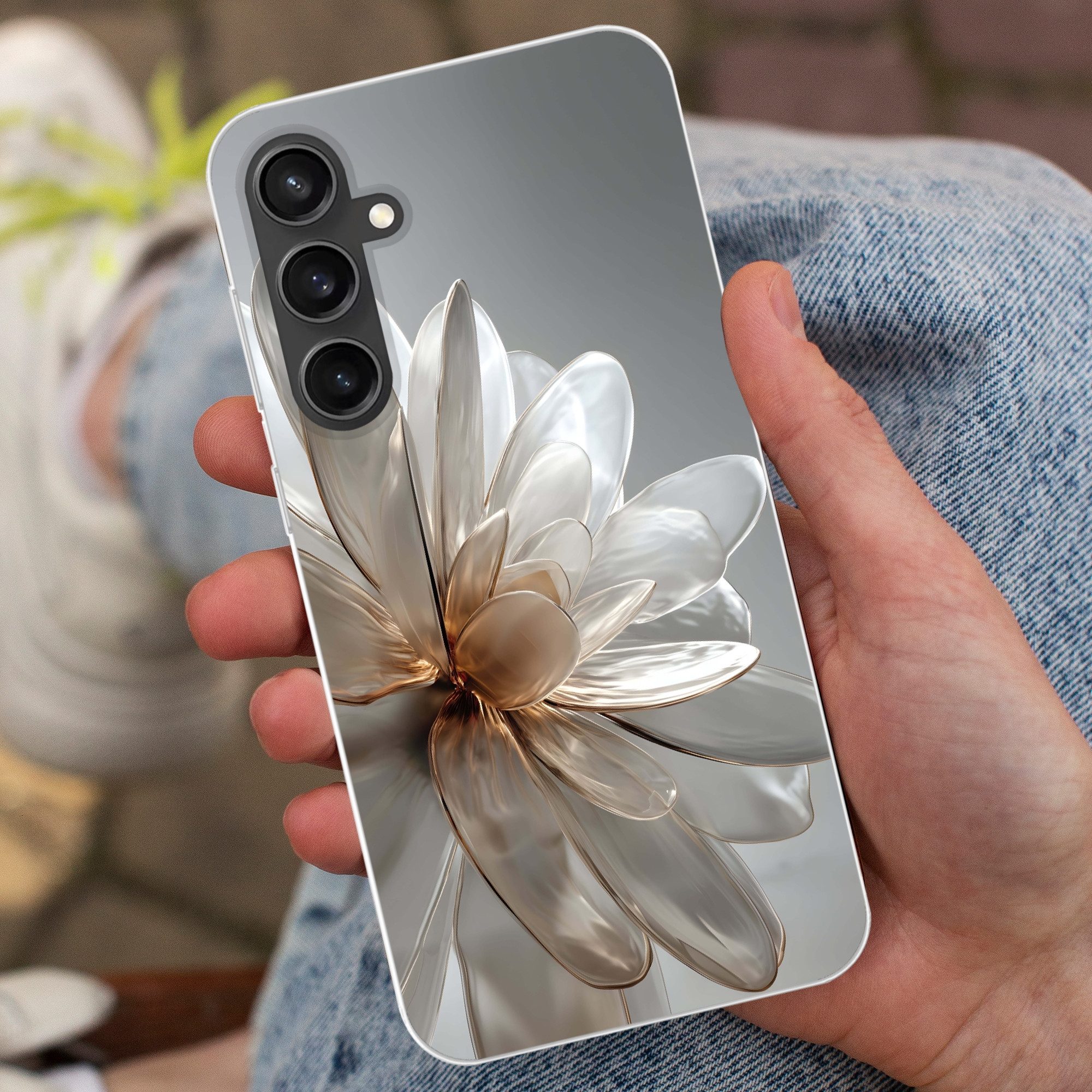 MuchoWow Handyhülle für Samsung Galaxy S23 FE Blume - Weiß - Neutral