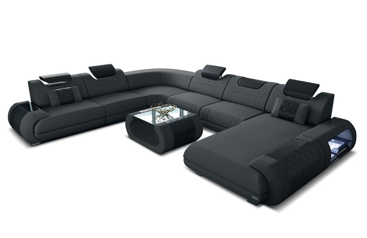 Sofa Dreams Wohnlandschaft Polsterstoff Stoff Sofa Rimini XXL M Mikrofaser Stoffsofa, Couch wahlweise mit Bettfunktion