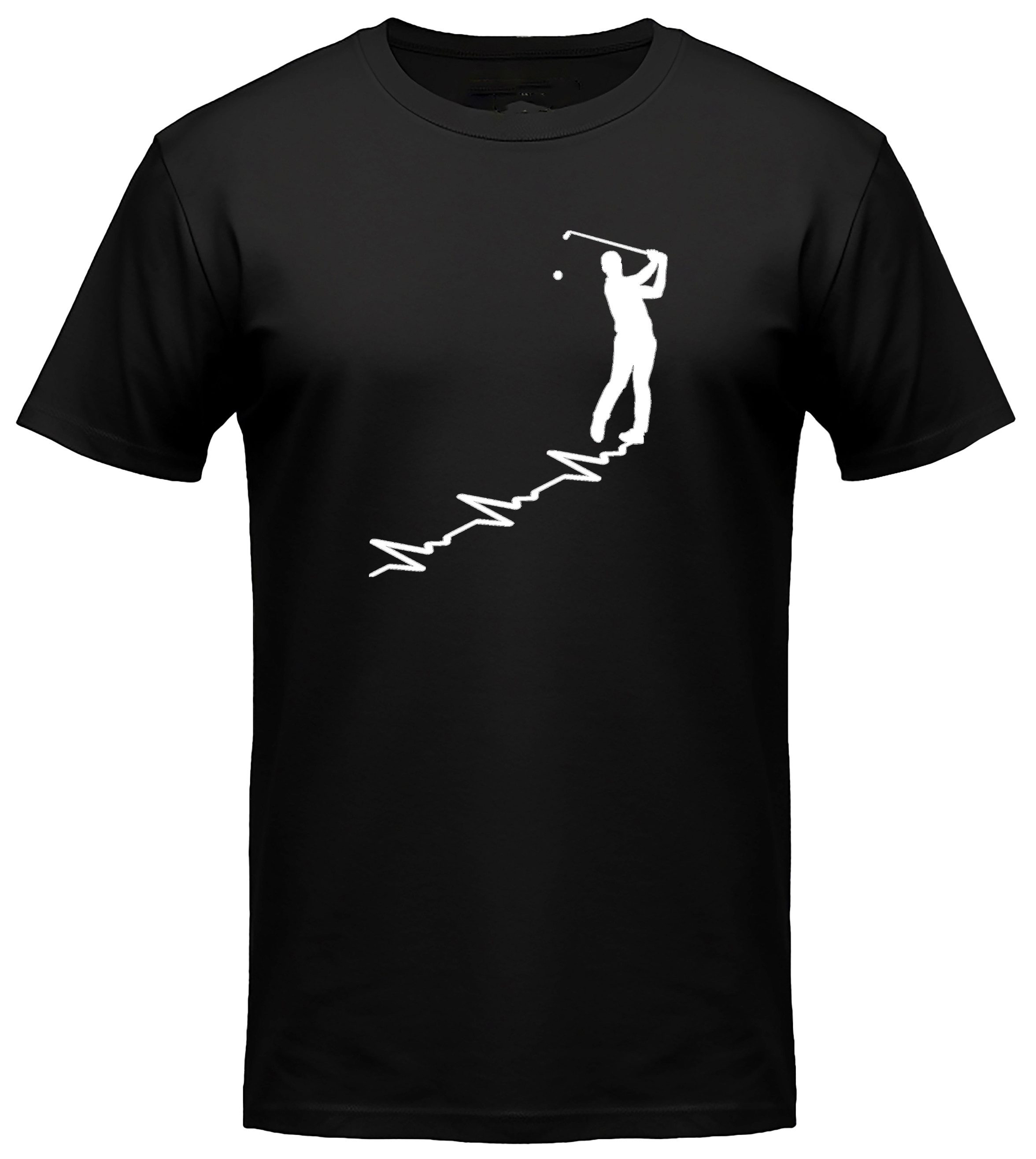 MyDesign24 T-Shirt Golf Herschlaglinie print Shirt EKG-Linie Golfer T-Shirt schwarz kurzarm Regular Fit i576
