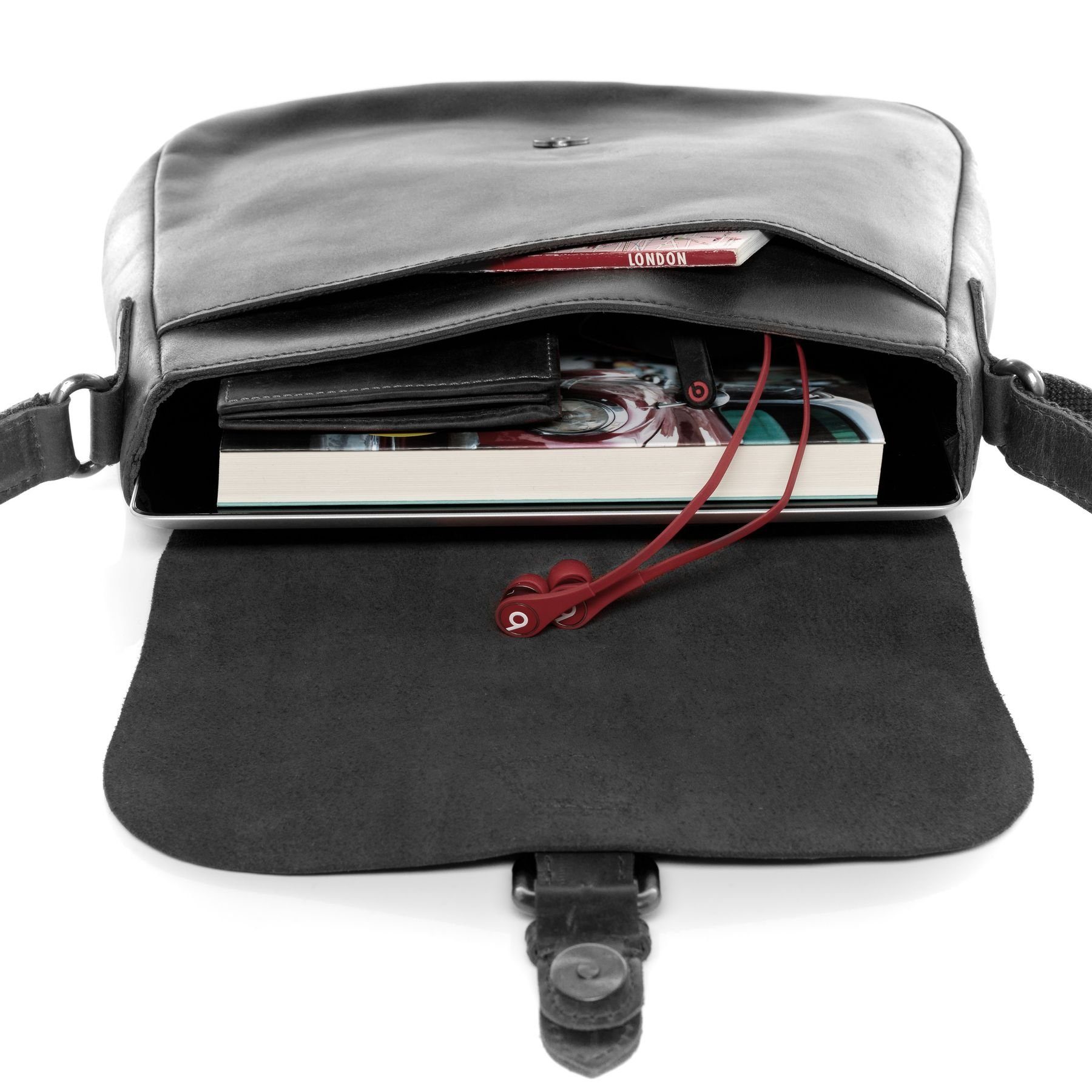 SID & VAIN shoulder bag YALE shoulder bag cross-body bag real leather, leather bag shoulder bag men women messenger bag black