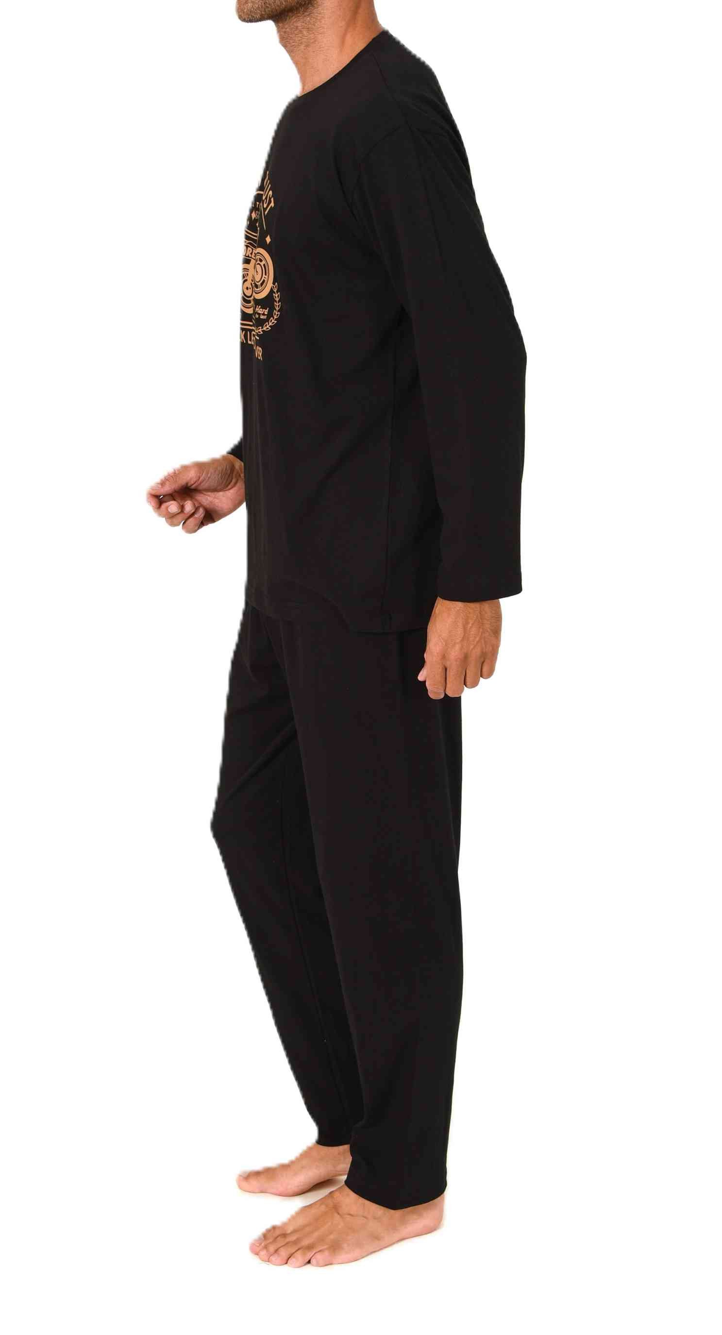 Normann Pyjama Normann Herren langarm Schlafanzug Pyjama mit Frontprint günstig online kaufen