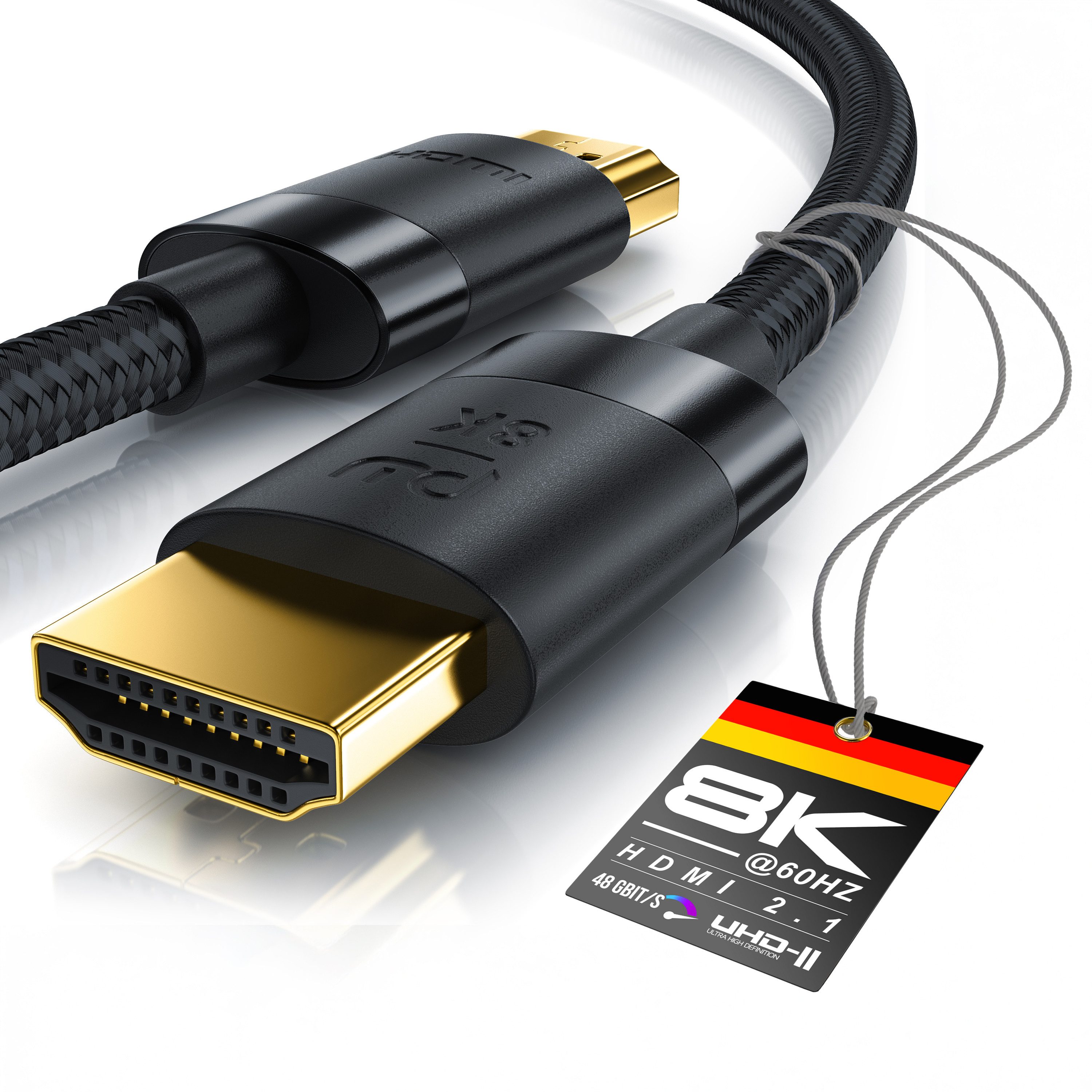 Primewire 8K @ 120Hz / 4K @ 240Hz DSC, Ultra High Speed, Nylonummantelung, 0,5m HDMI-Kabel, HDMI, HDMI Typ A (50 cm), 48 Gbit/s Bandbreite, eARC, CEC, HDCP, für Gaming, Streaming, Heimkino von Primewire