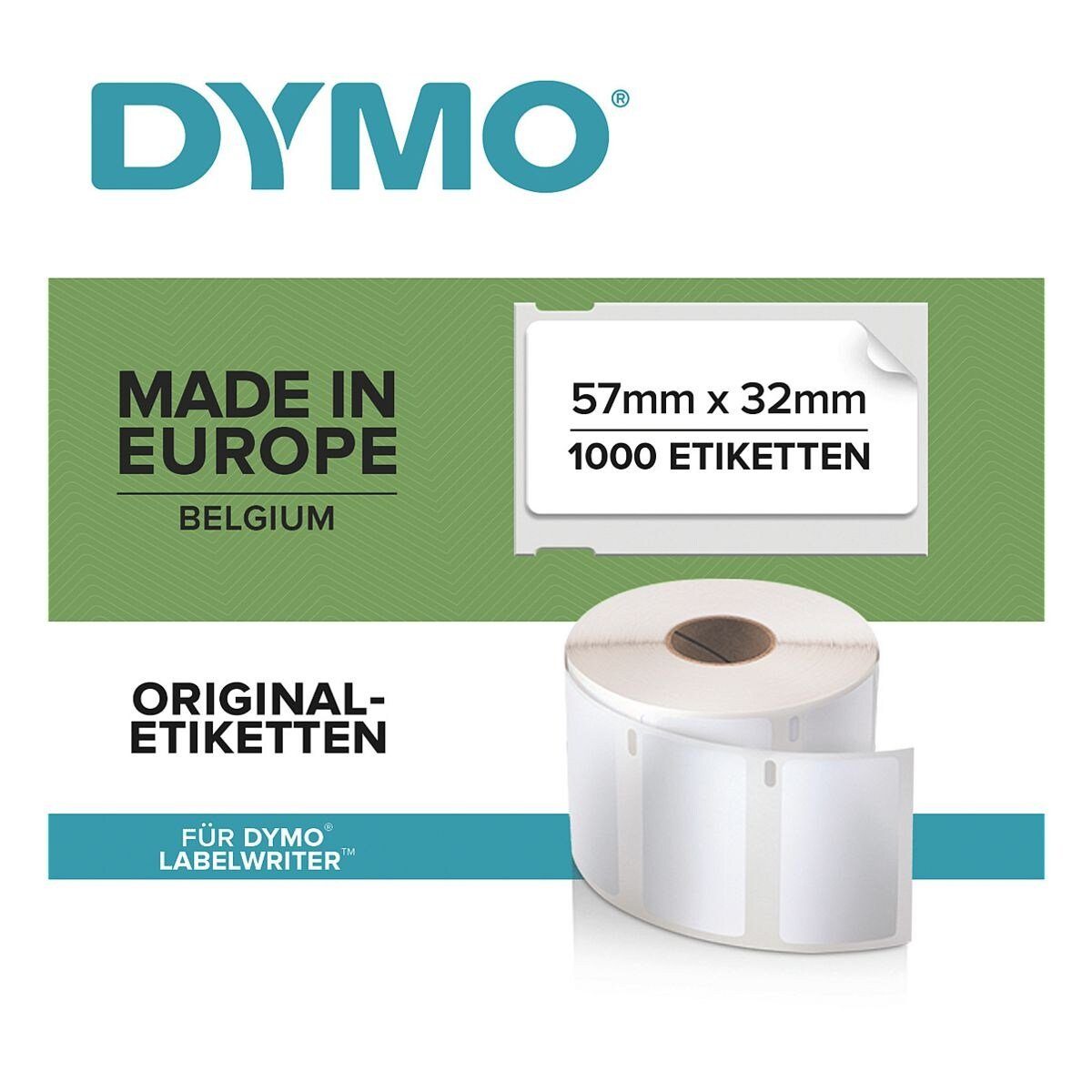 DYMO Thermorolle S0722540, 1.000 Vielzweck-Etiketten ablösbar, B/L: 57/32 mm