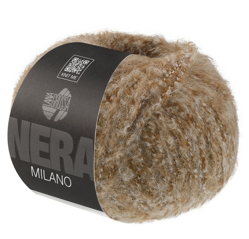 LANA GROSSA MILANO (NERA) Flauschiges Strickgarn mit elegantem Melange-Effekt Häkelwolle, 140 m (Weiches, gebürstetes Garn aus einer Mischung aus Baby-Alpaka und Merino), 50 g