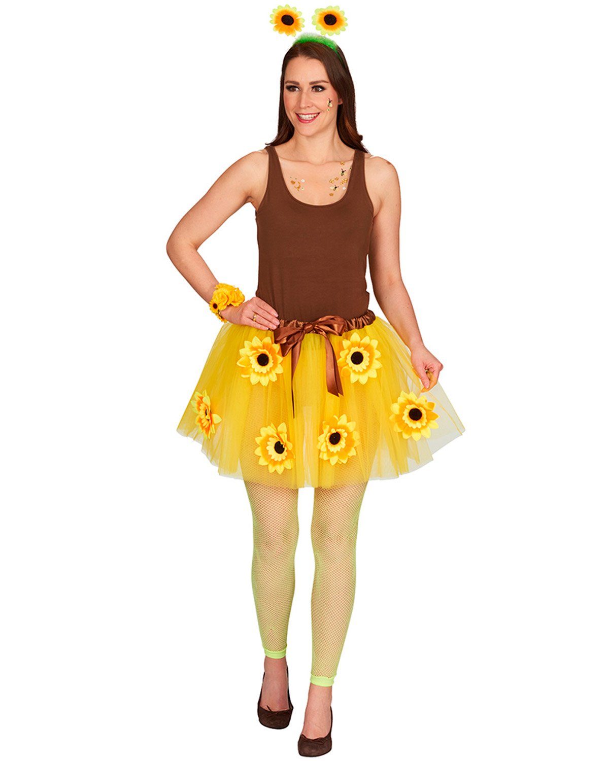 Das Kostümland Kostüm Sonnenblumen Petticoat für Damen - Gelber Rock günstig online kaufen