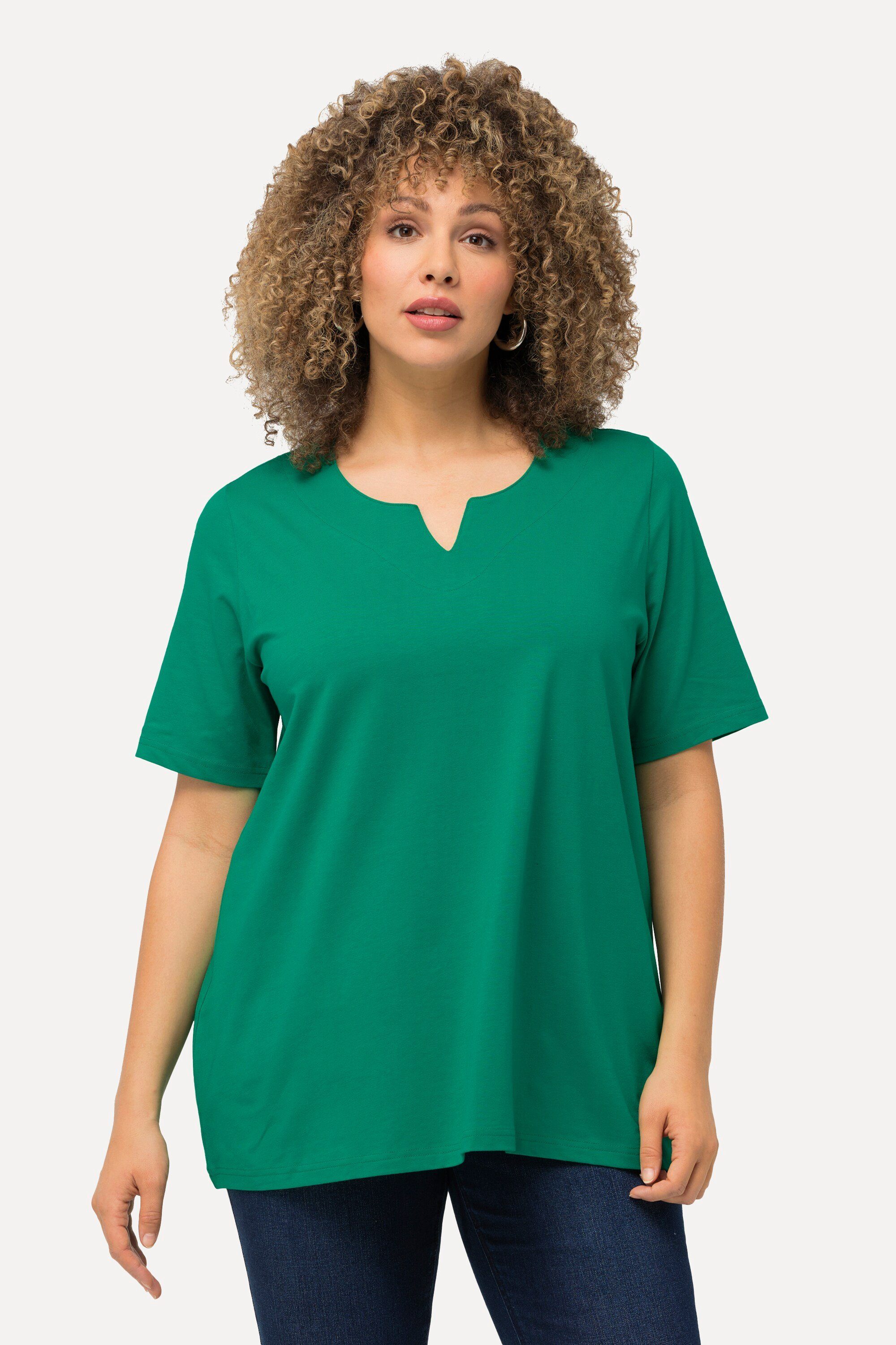 Ulla Popken T-Shirt T-Shirt A-Linie Tunika-Ausschnitt günstig online kaufen