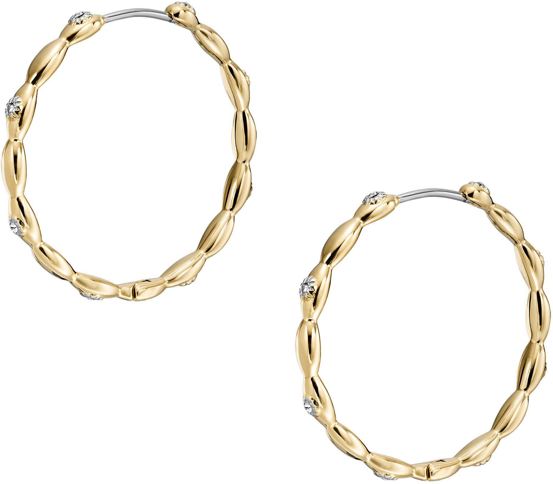 Fossil Paar Creolen Schmuck Geschenk Edelstahl Ohrringe Sutton, mit Glasstein