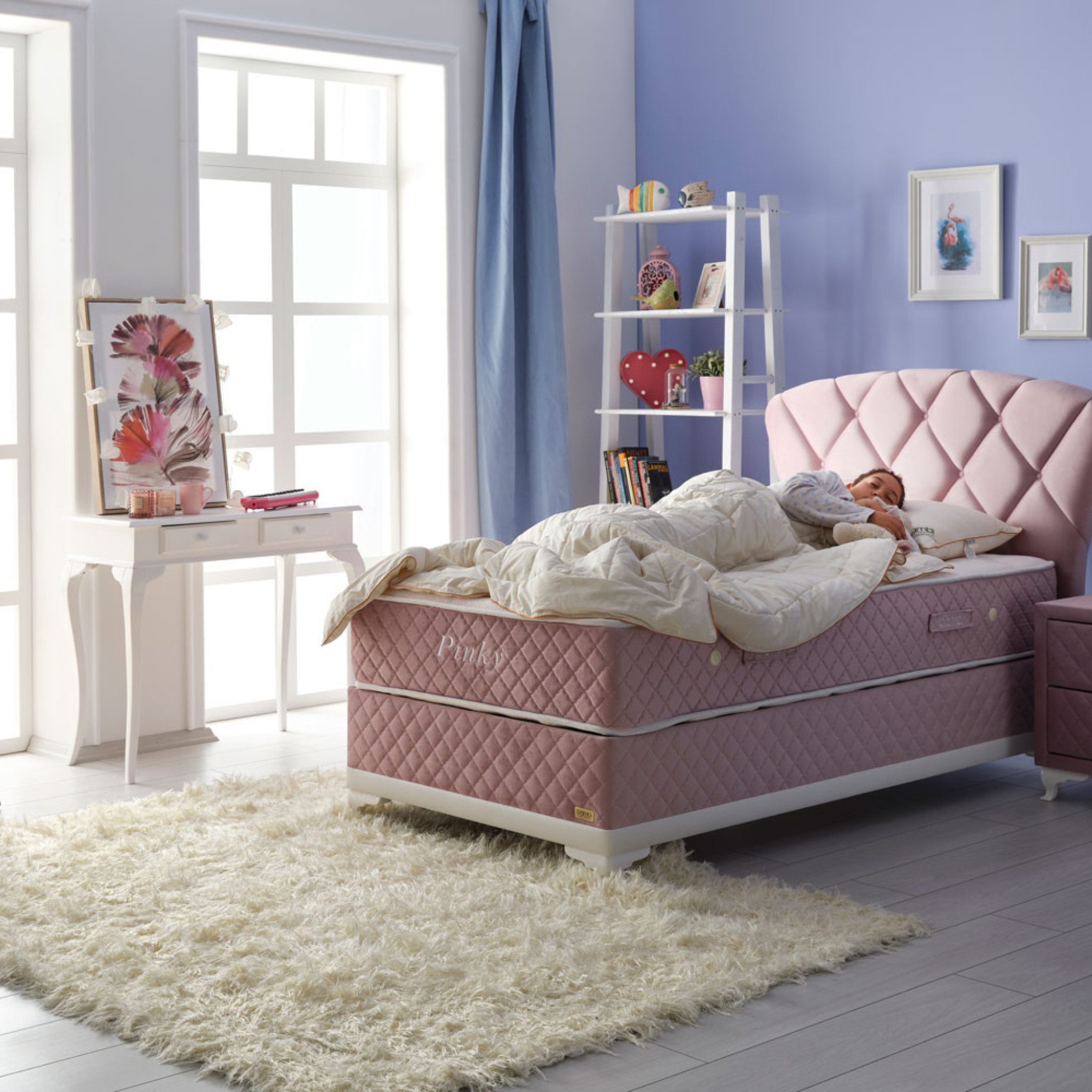 Bambi Kinderbett Kinderbett 90 x 200 Boxspringbett 90 x 200 inkl. Matratze Pinky