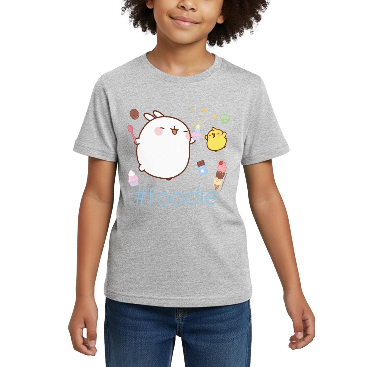 Spreadshirt T-Shirt Molang Piu Piu Süßigkeiten #Foodie Kinder T-Shirt (1-tlg) Fällt klein aus. Wir empfehlen, eine Größe größer zu bestellen.