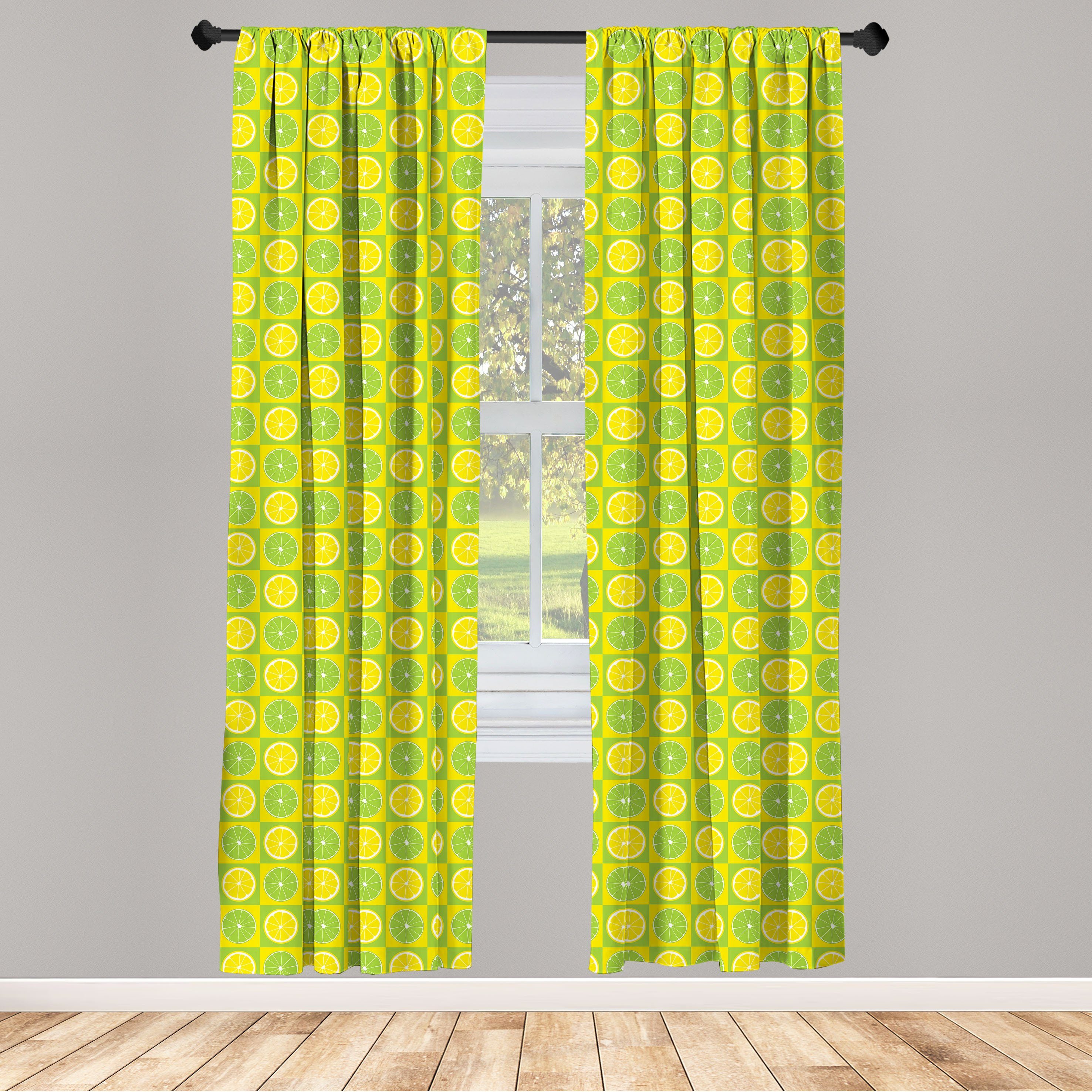 Gardine Vorhang für Wohnzimmer Schlafzimmer Dekor, Abakuhaus, Microfaser, Lime Green Lemon Lime Pop-Art