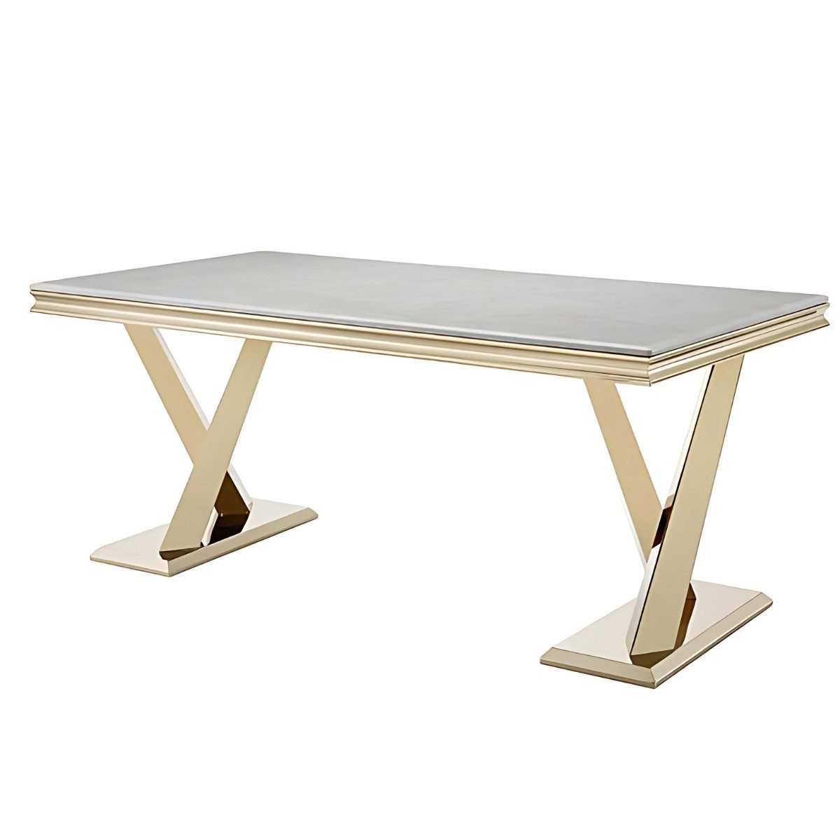 alesvelt Esstisch Ferrara Moderner Esstisch mit Marmor-Optik Edelstahlgestell 180cm (1-Tisch), 180 x 90 x 76 cm 6-8 Personen