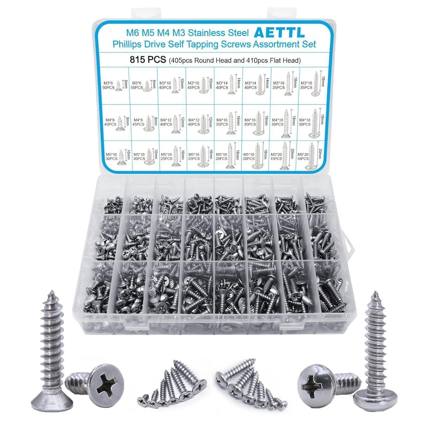 LuxusKollektion Schrauben-Set Selbstschneidende Schrauben Edelstahl Set 815tlg