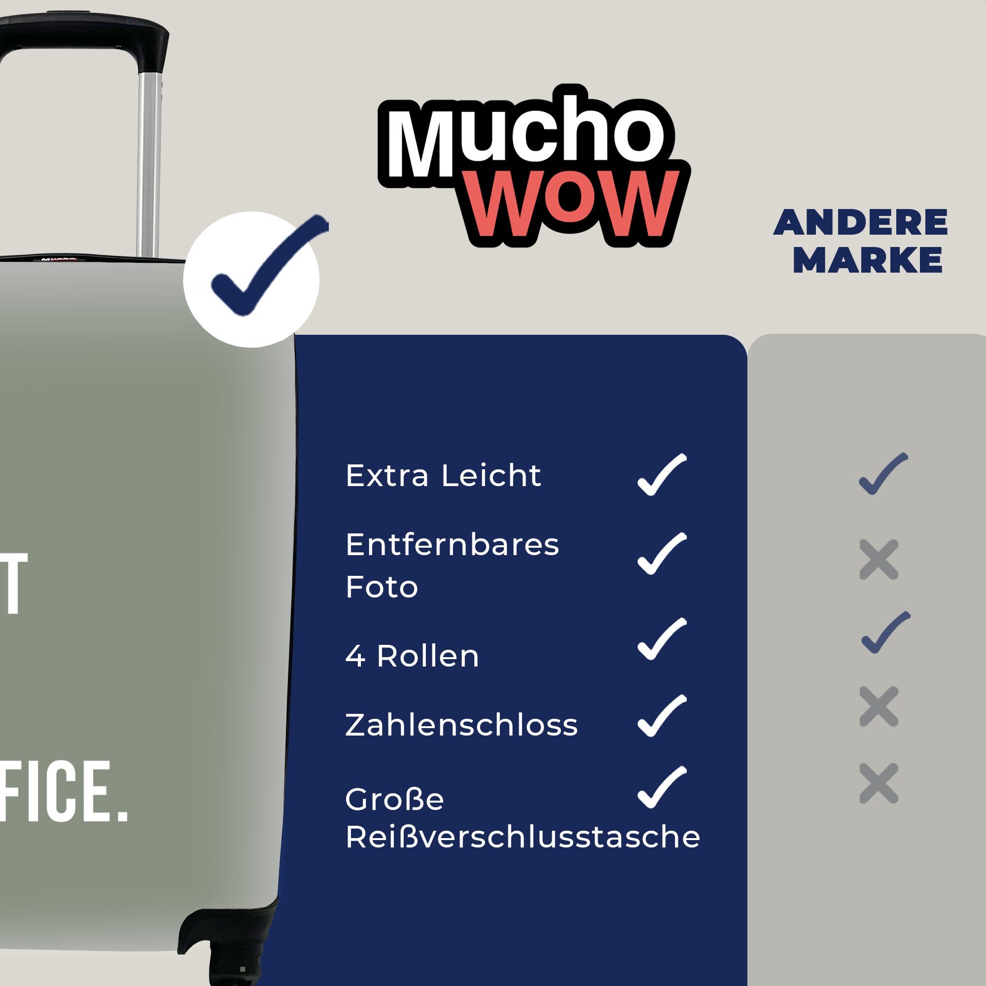 Haus Handgepäck für 4 MuchoWow Ferien, Reisekoffer Grün, Rollen, Handgepäckkoffer Außer - Reisetasche - Trolley, Zitate mit rollen,