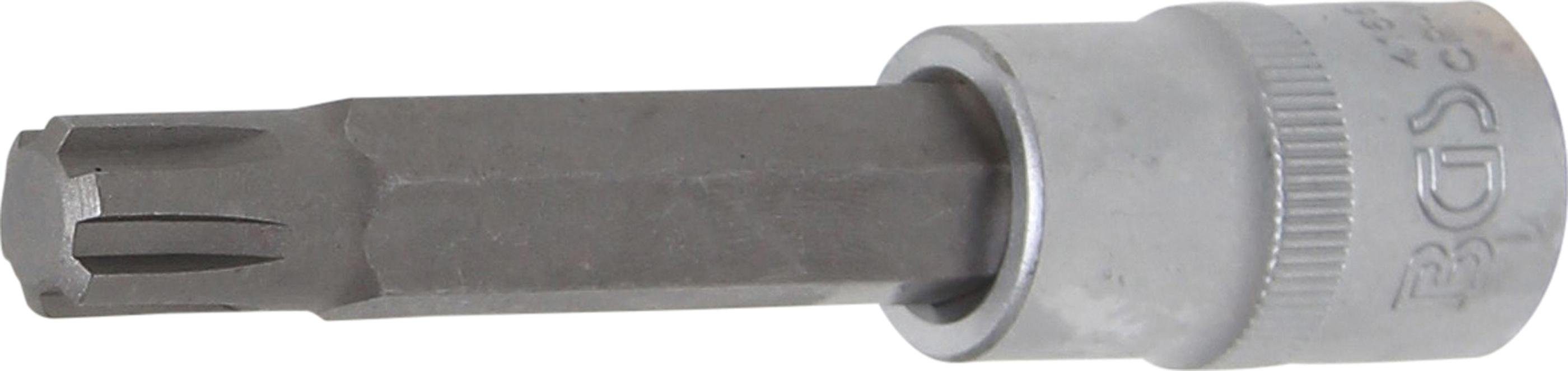 BGS technic Bit-Schraubendreher Bit-Einsatz, Länge 100 mm, Antrieb Innenvierkant 12,5 mm (1/2), Keil-Profil (für RIBE) M12