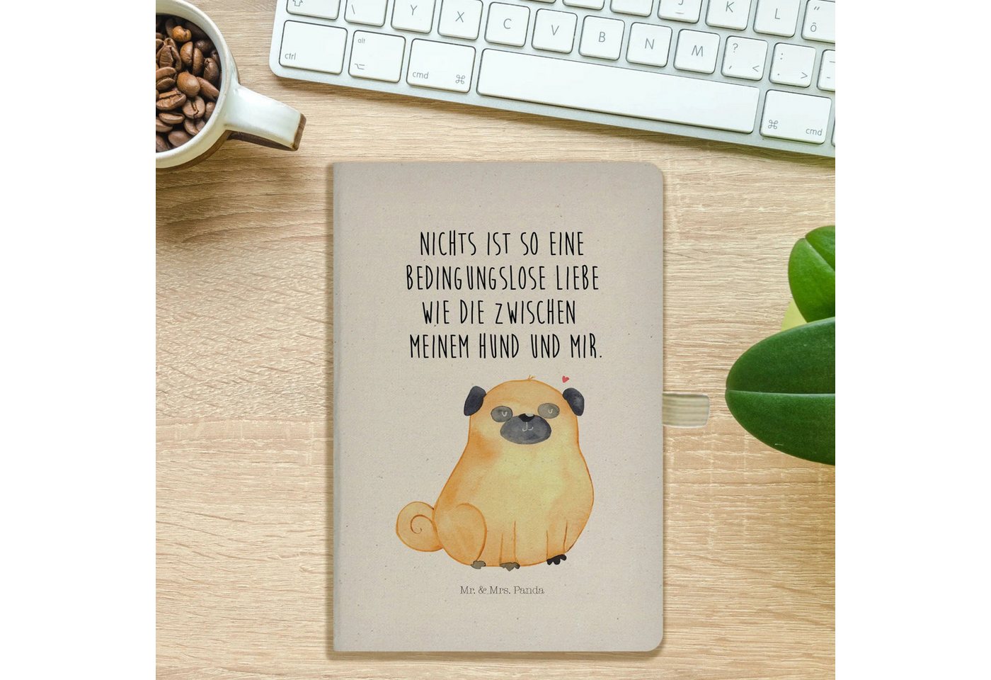 Thumbnail - Mr. & Mrs. Panda Notizbuch Mops - Transparent - Geschenk, Haustier, A5 Notizbuch Personalisiert, Mr. & Mrs. Panda, Umwel...