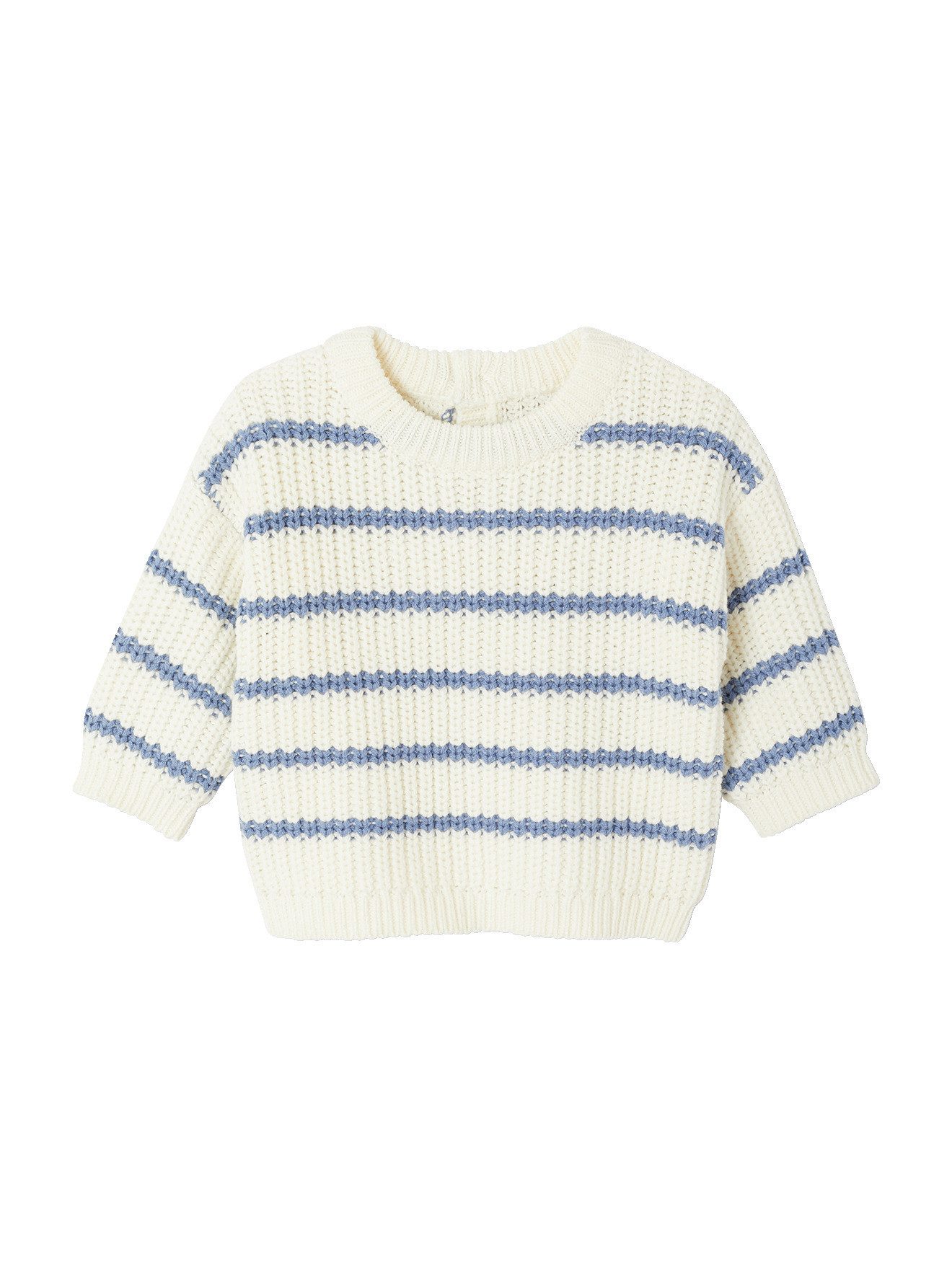vertbaudet Pullunder Streifenpullover Baby mit Knöpfen hinten