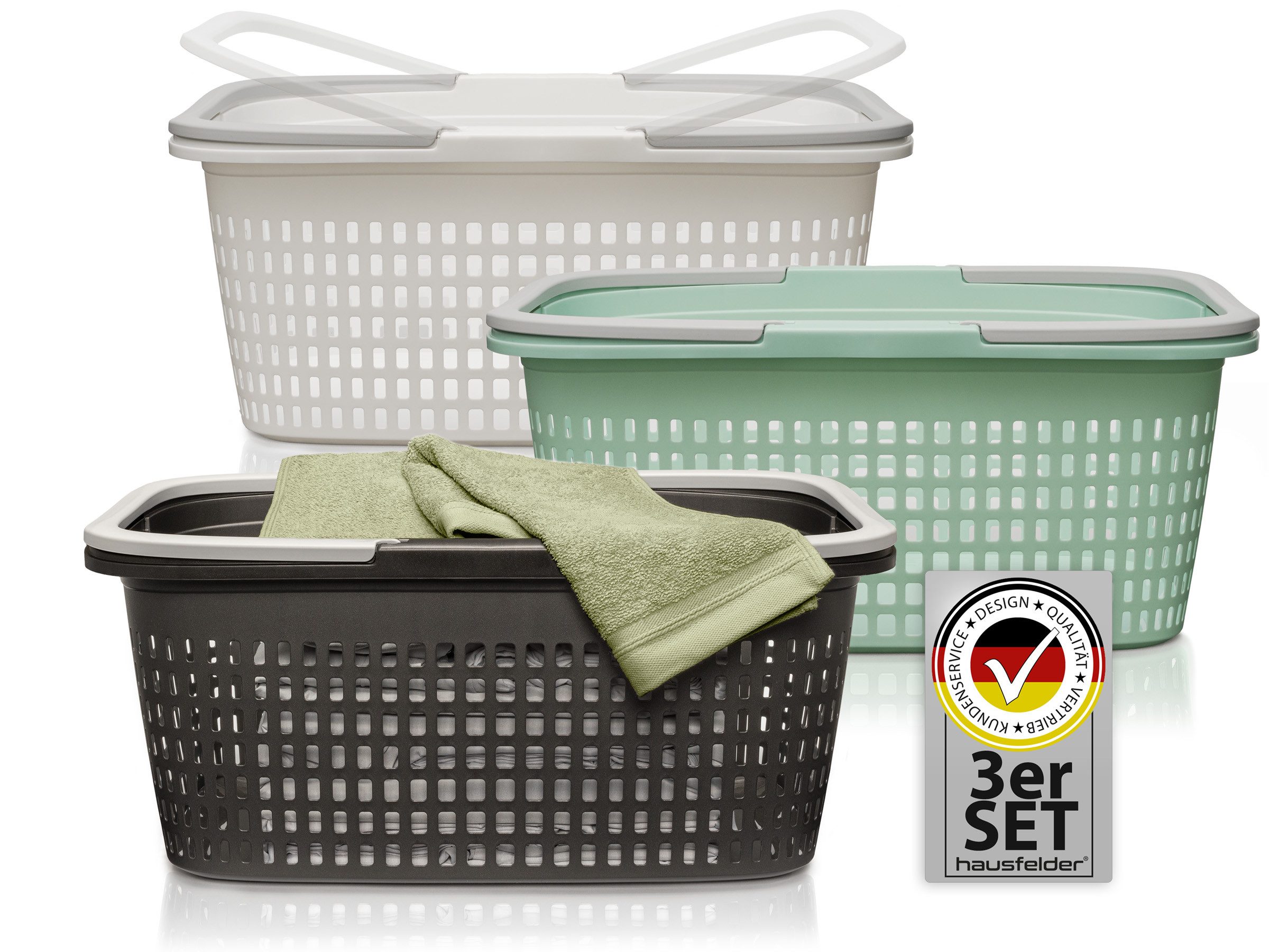Hausfelder Wäschekorb Wäschewanne 58x37x25cm (Farbmix, 3 günstig online kaufen