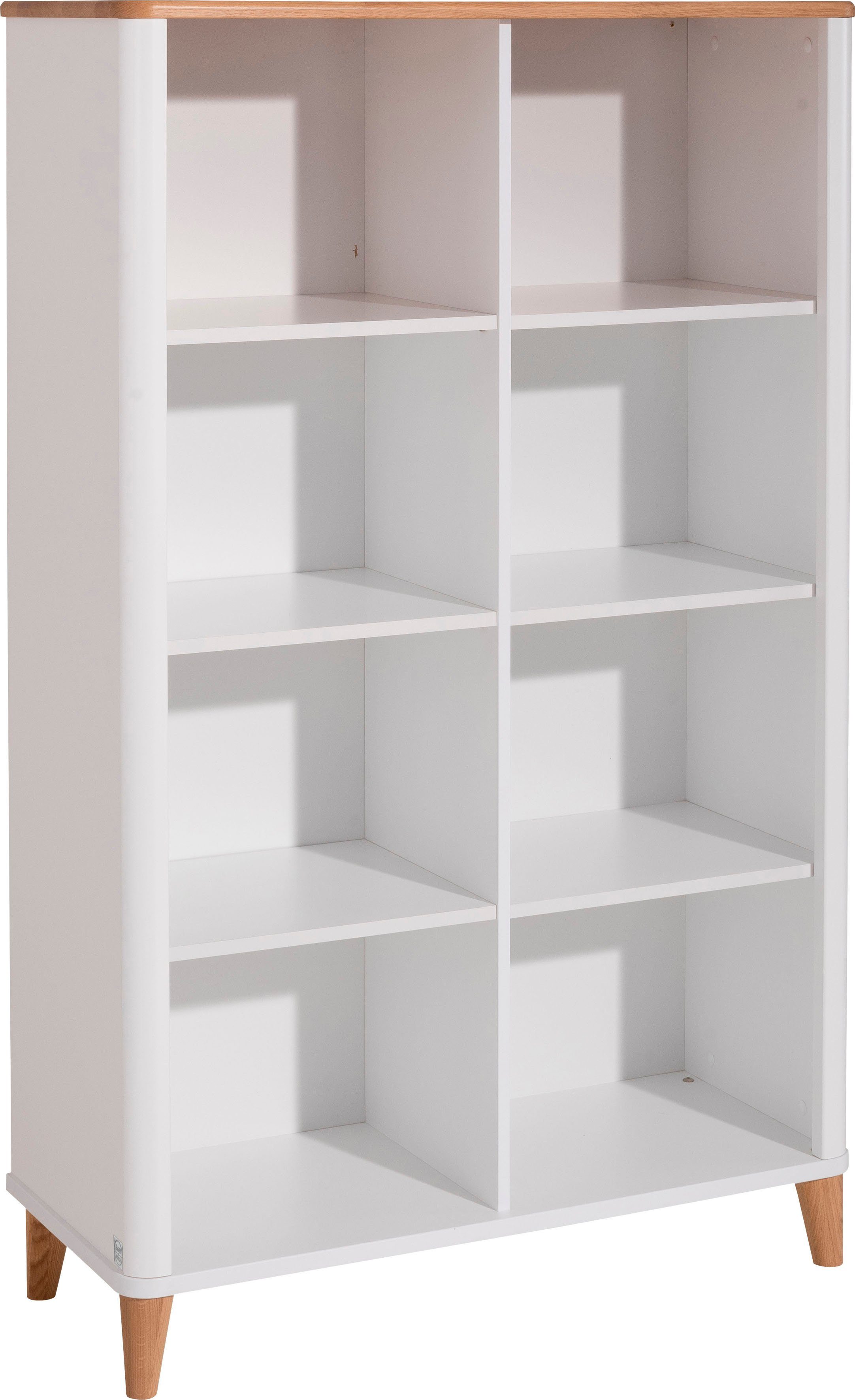 PAIDI Kinderregal LOTTE & FYNN Steiff by PAIDI, 8 offene Fächer, 96cm Breite, Highboard, Weiß mit Eiche Massivholz, stabiles und langlebiges Regal