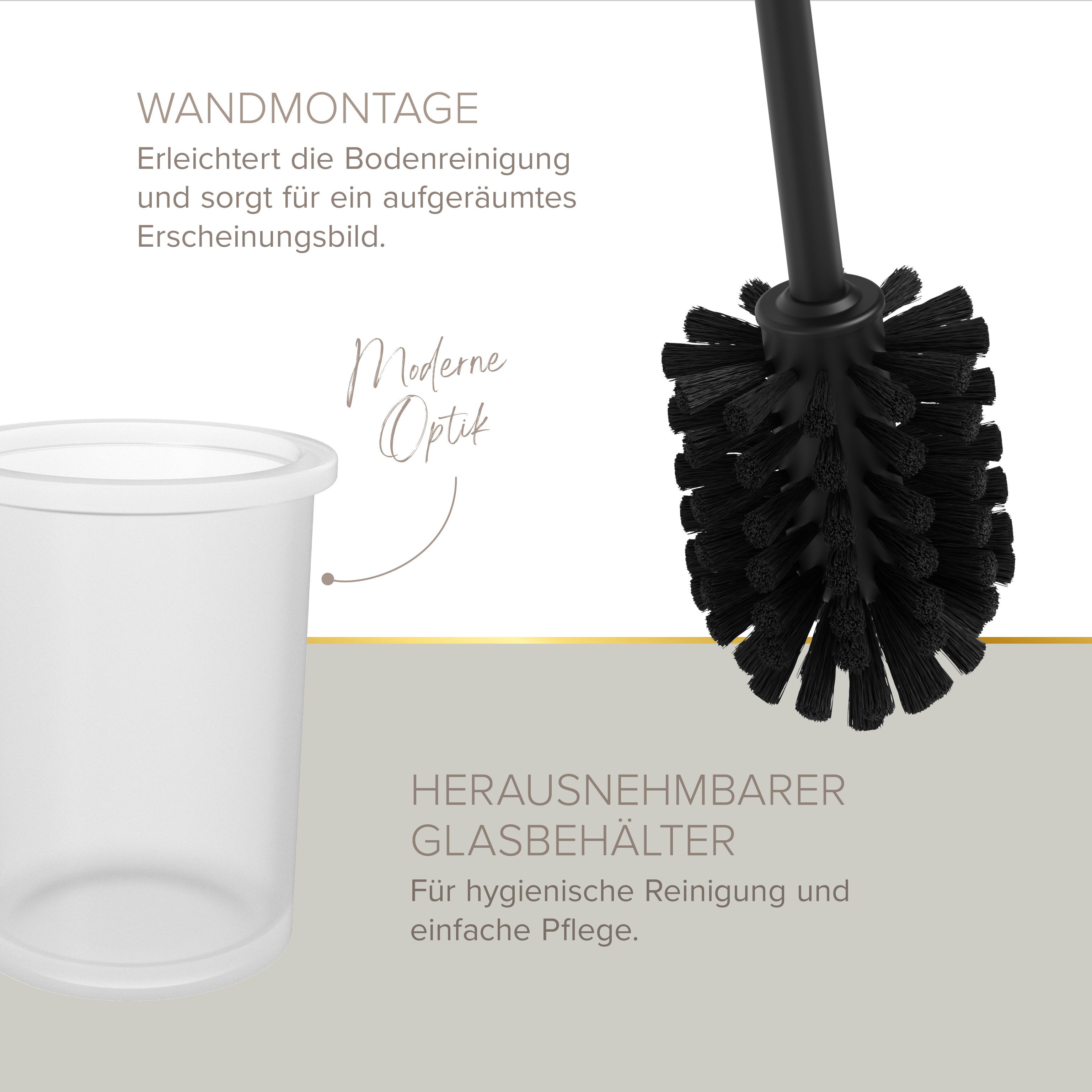 Lenz WC-Reinigungsbürste HYGGE, NERO, platzsparende Wandmontage, einfache Reinigung – Bild 4 von 5