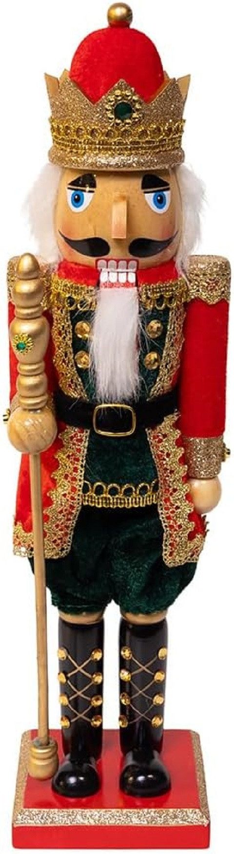 Kurt S. Adler Nussknacker F2415 - Wooden King rot/grün, 38,1 cm (15), (1-tlg)