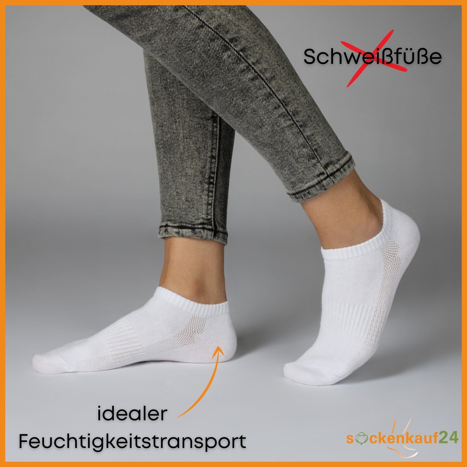 sockenkauf24 Sneakersocken 10 Paar Damen & Herren Premium Sneaker Socken mit Meshstreifen Baumwolle ohne drückende Naht WP – Bild 4 von 5