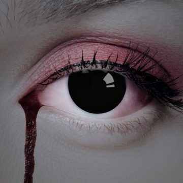 aricona Farblinsen Farbige Kontaktlinsen Schwarz BLIND Halloween Zombie Fasching Kostüm, ohne Stärke, 2 Stück