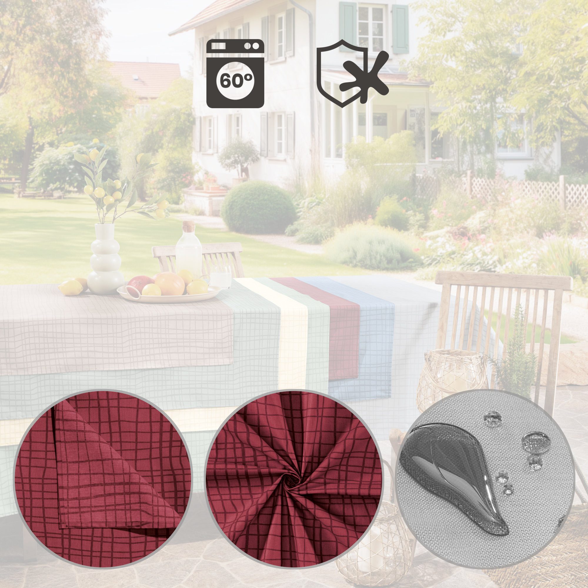 REDBEST Tischdecke Tischdecke "Pasadena", abwaschbar Uni/Karo